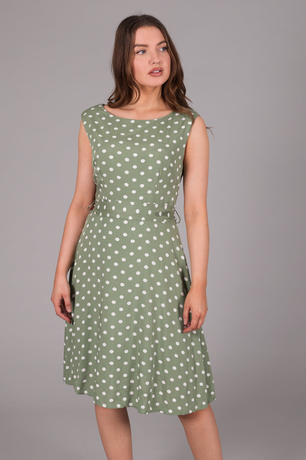 Polka Dot Print Dress - Green