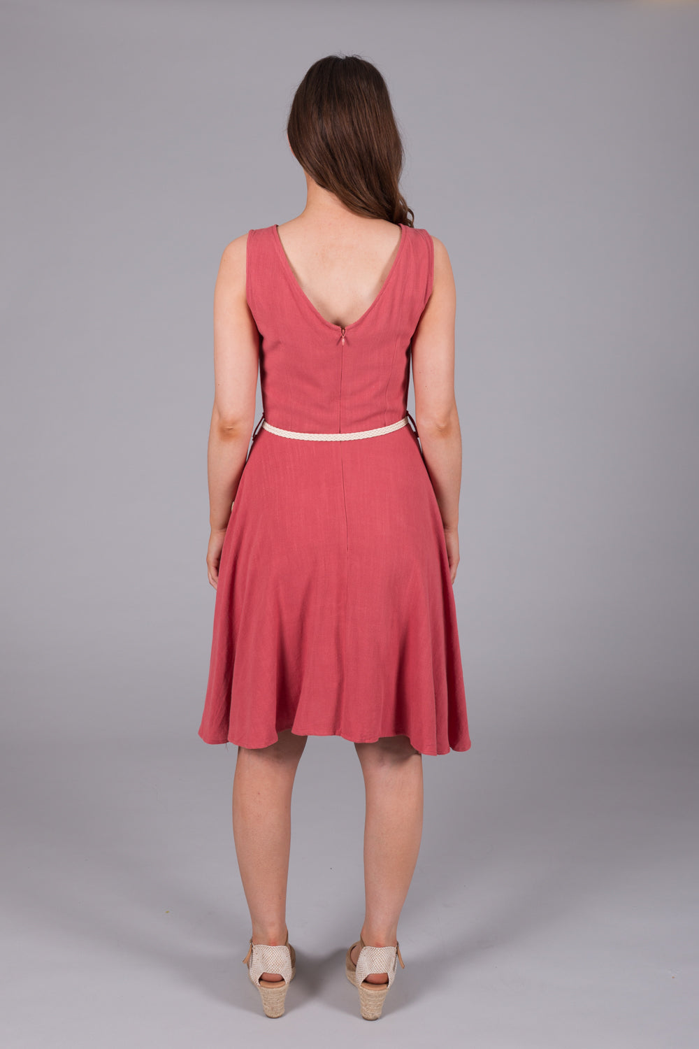 Linen Mix Dress - Coral