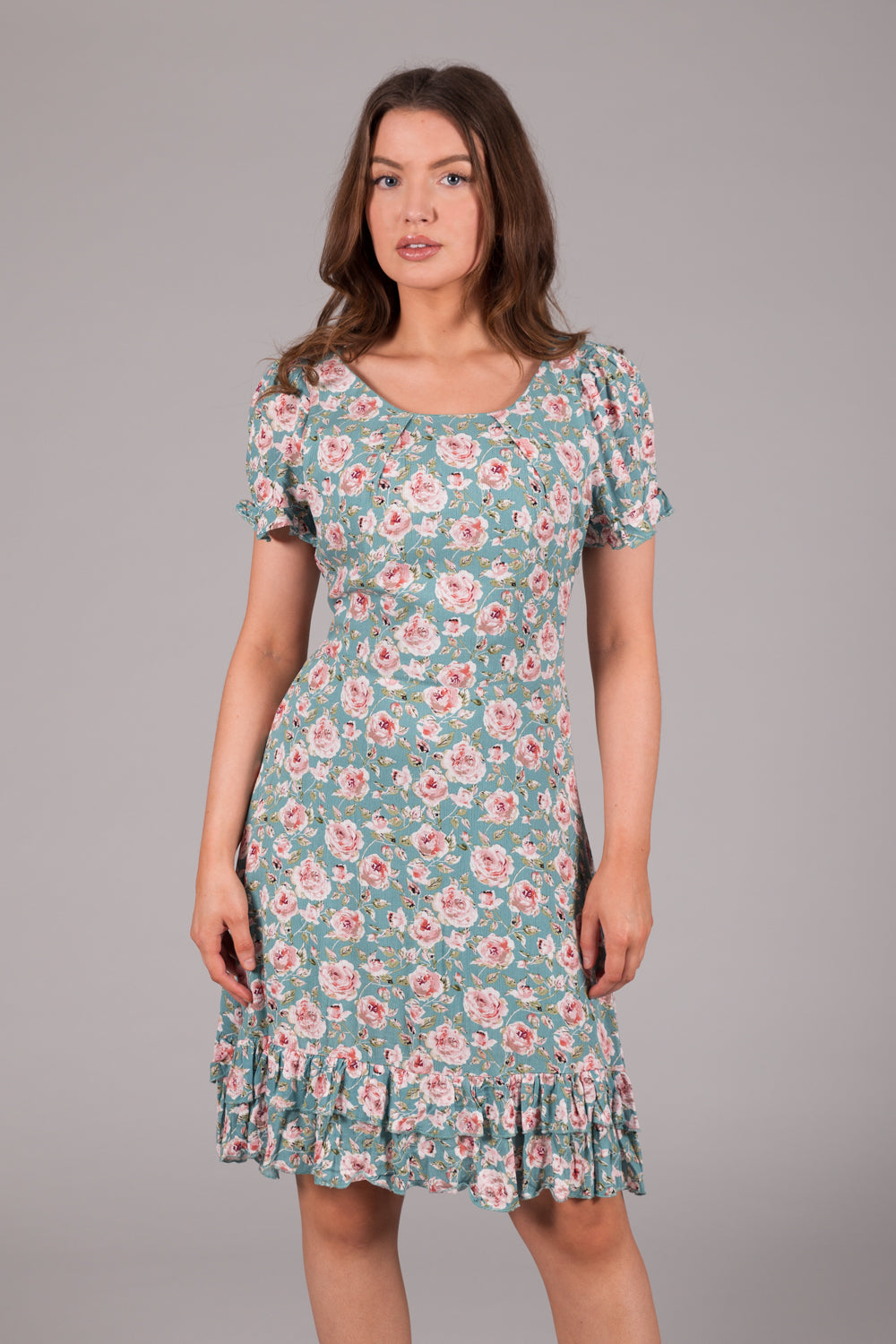 Summer Rose Print Dress - Blue