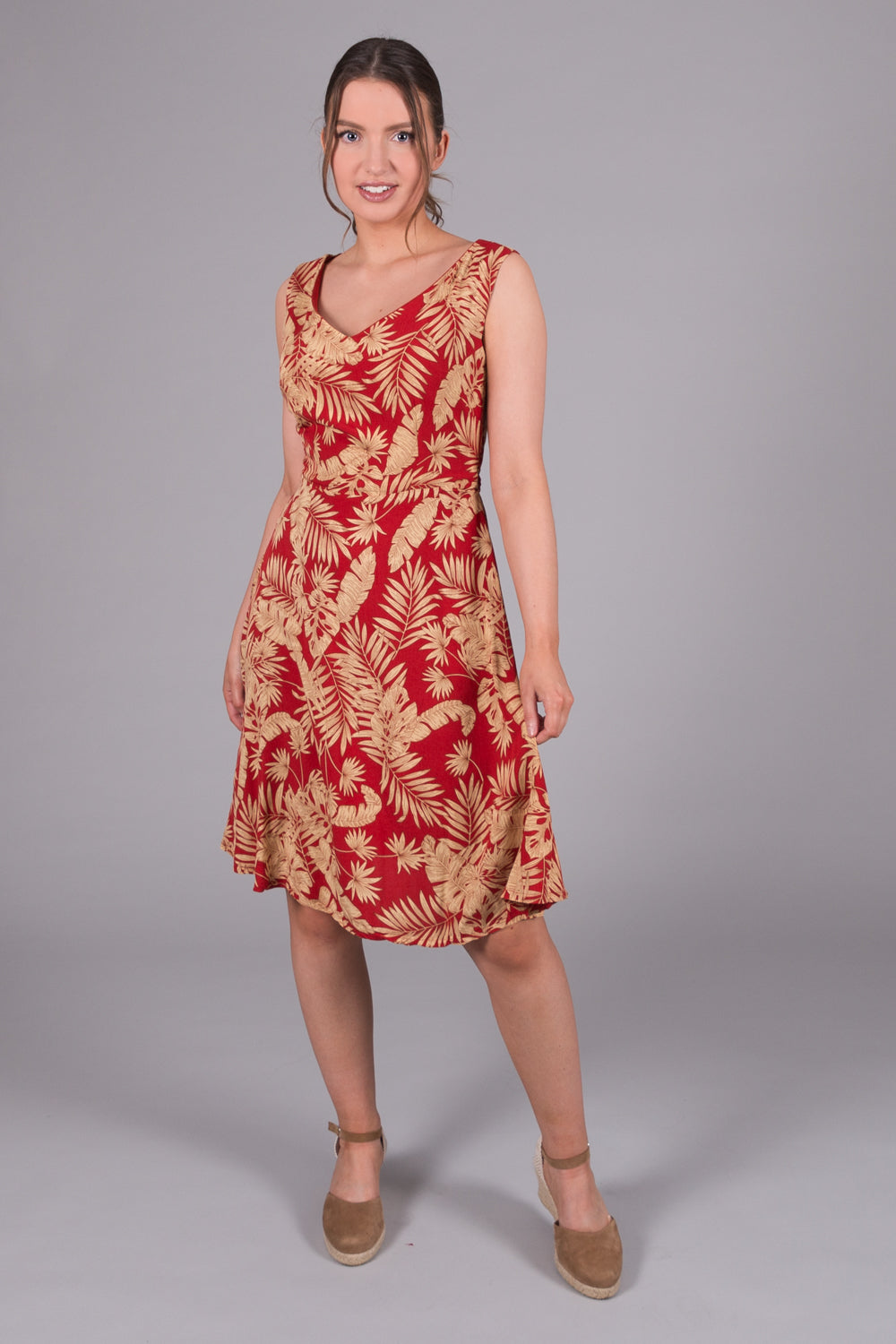 Floral Print Summer Dress - Red