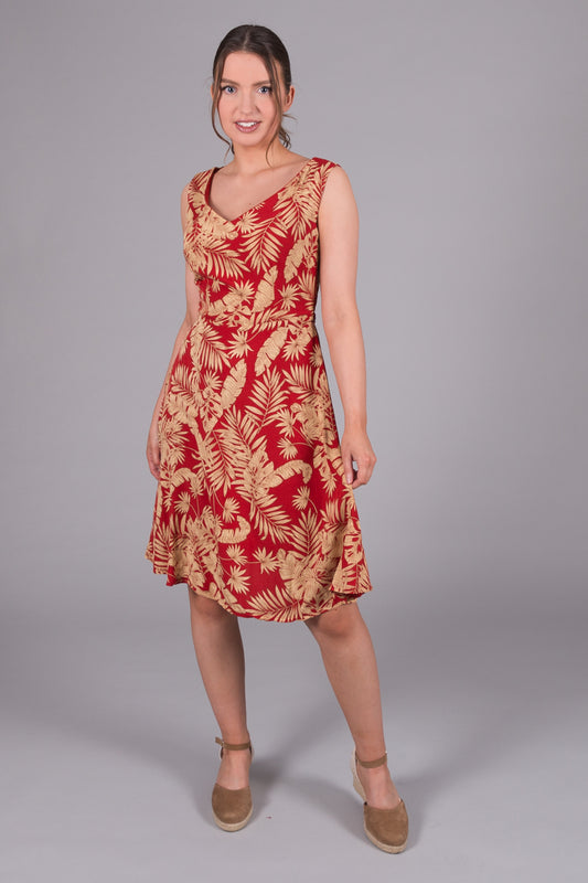 Floral Print Summer Dress - Red