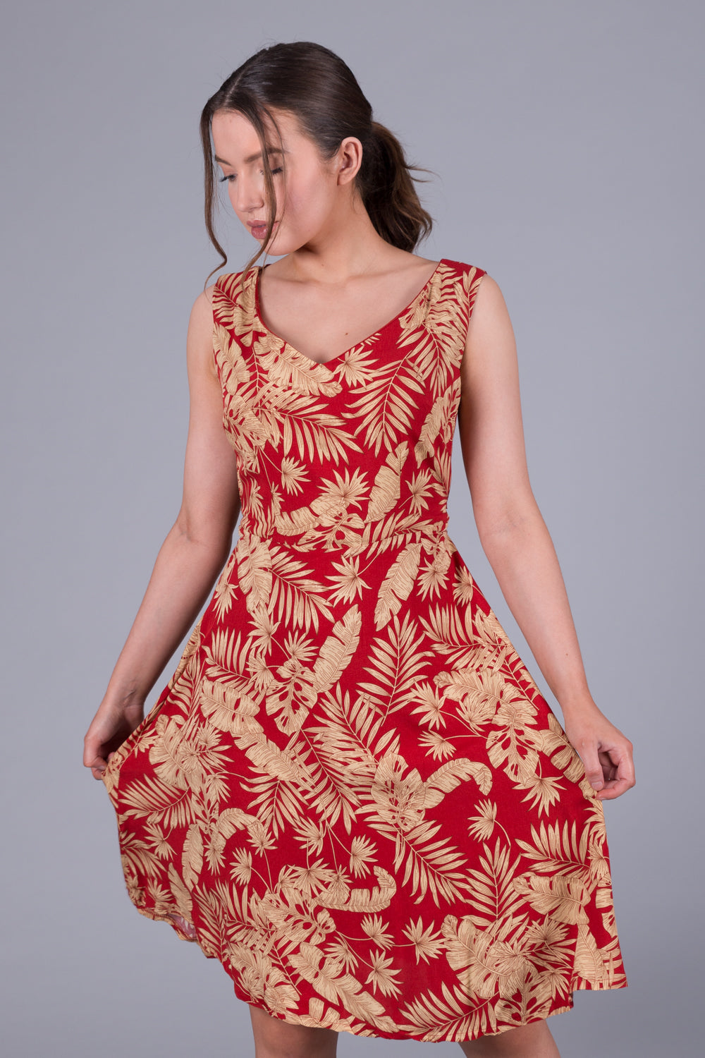 Floral Print Summer Dress - Red