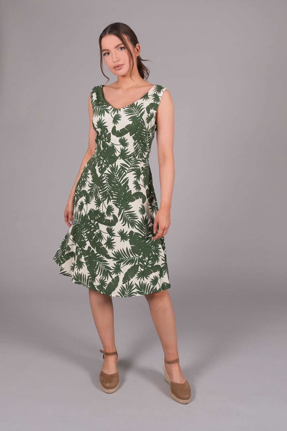 Floral Print Summer Dress - Green