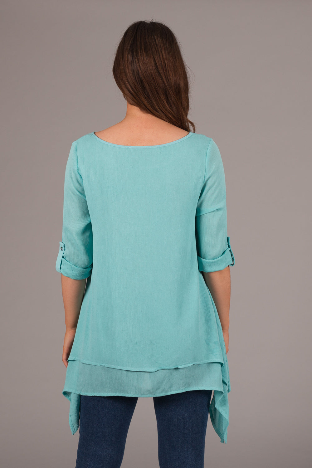 Dipped Hem Layered Top - Blue