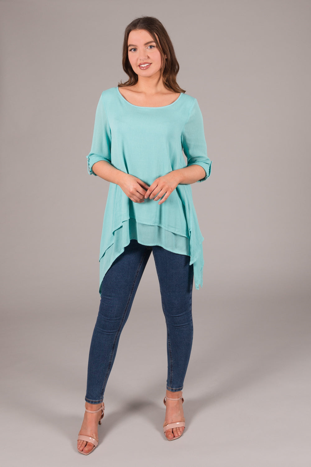 Dipped Hem Layered Top - Blue