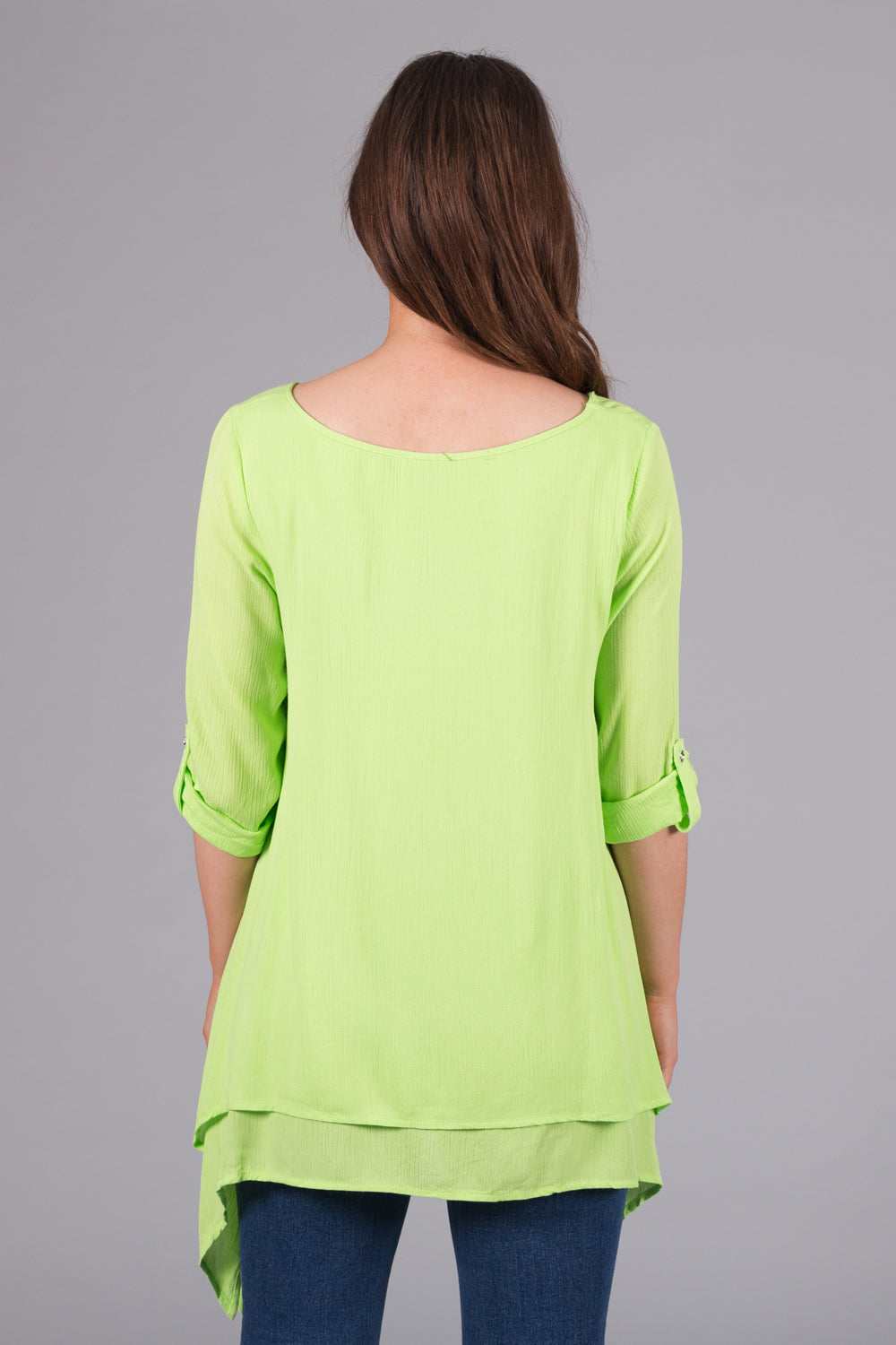 Dipped Hem Layered Top - Lime