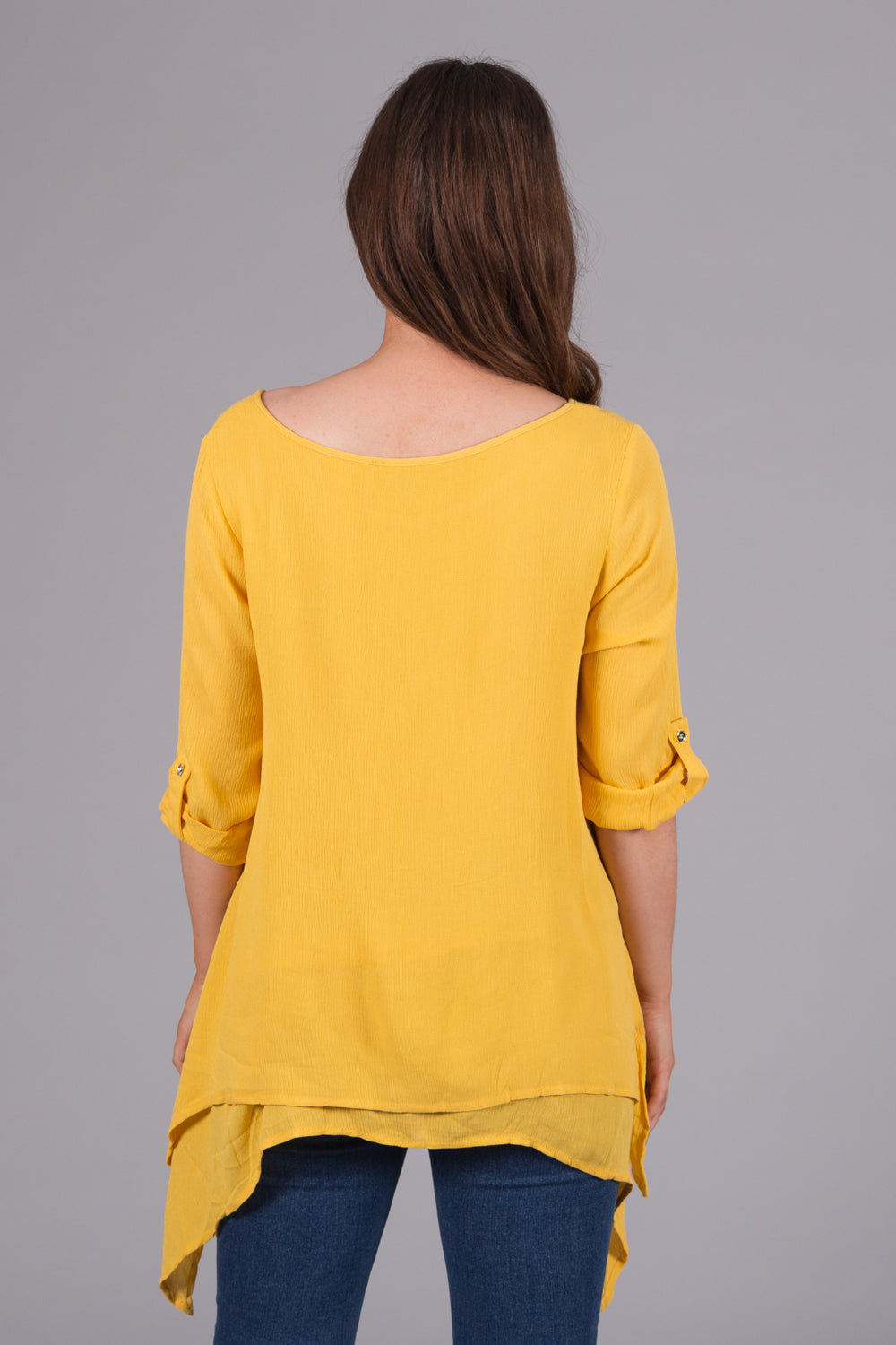 Dipped Hem Layered Top - Yellow