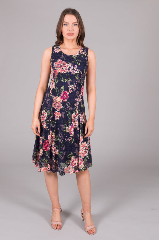 Sleeveless Lace Dress Multi Floral