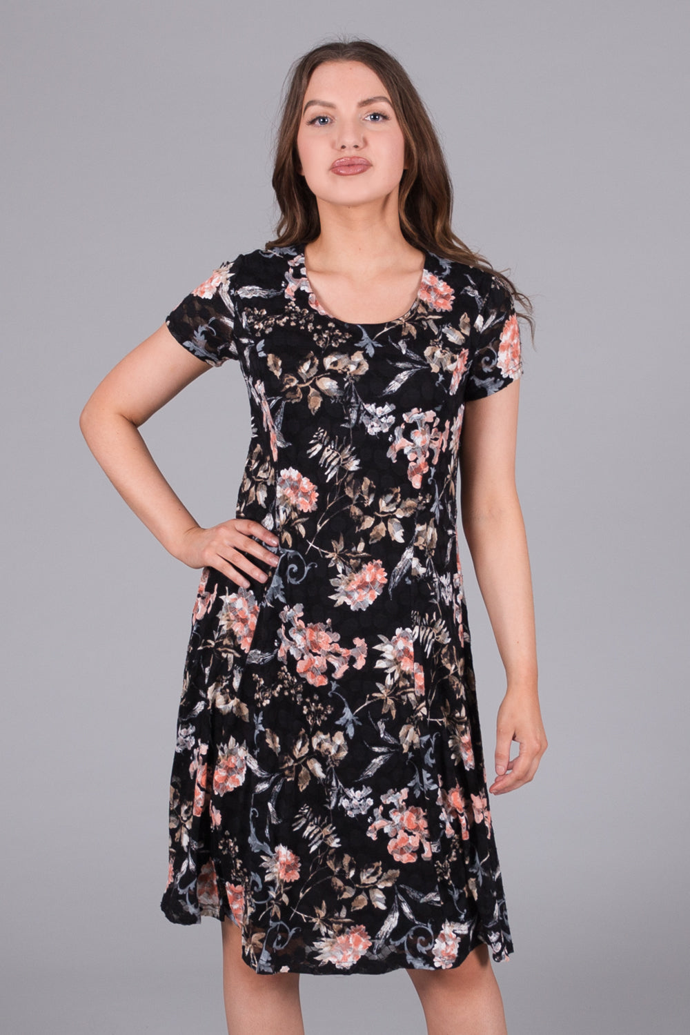 Floral Lace Dress - Black