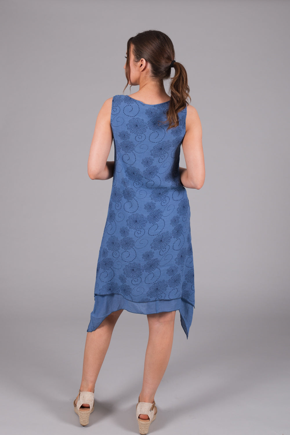 Layered Pocket Stitch Print Dress