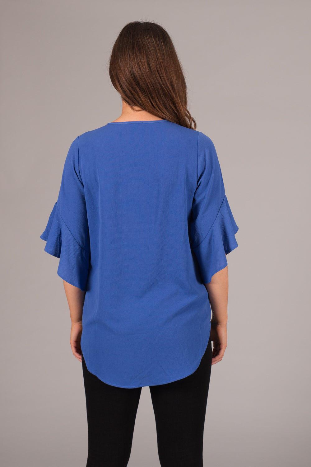 V-Neck Button Top - Blue