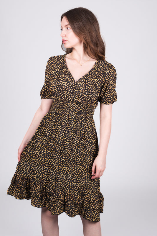 Floral Print V-Neck Midi Dress