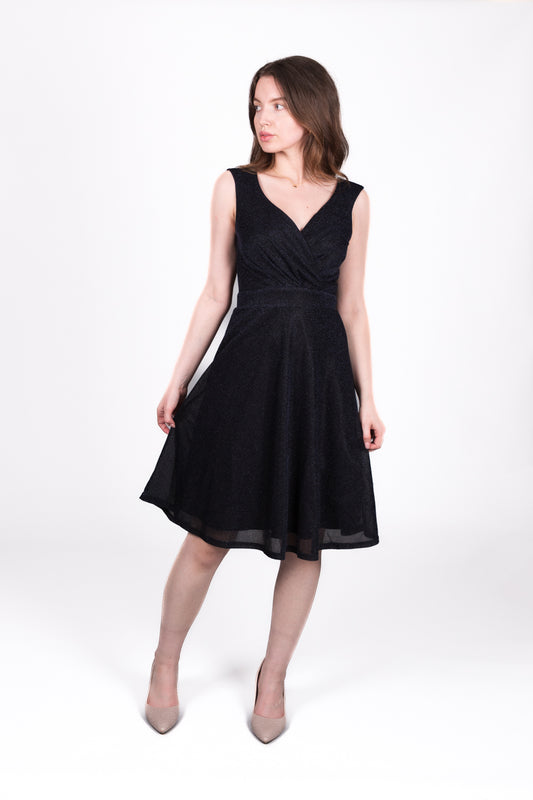 Glitzy Wrap Dress - Navy