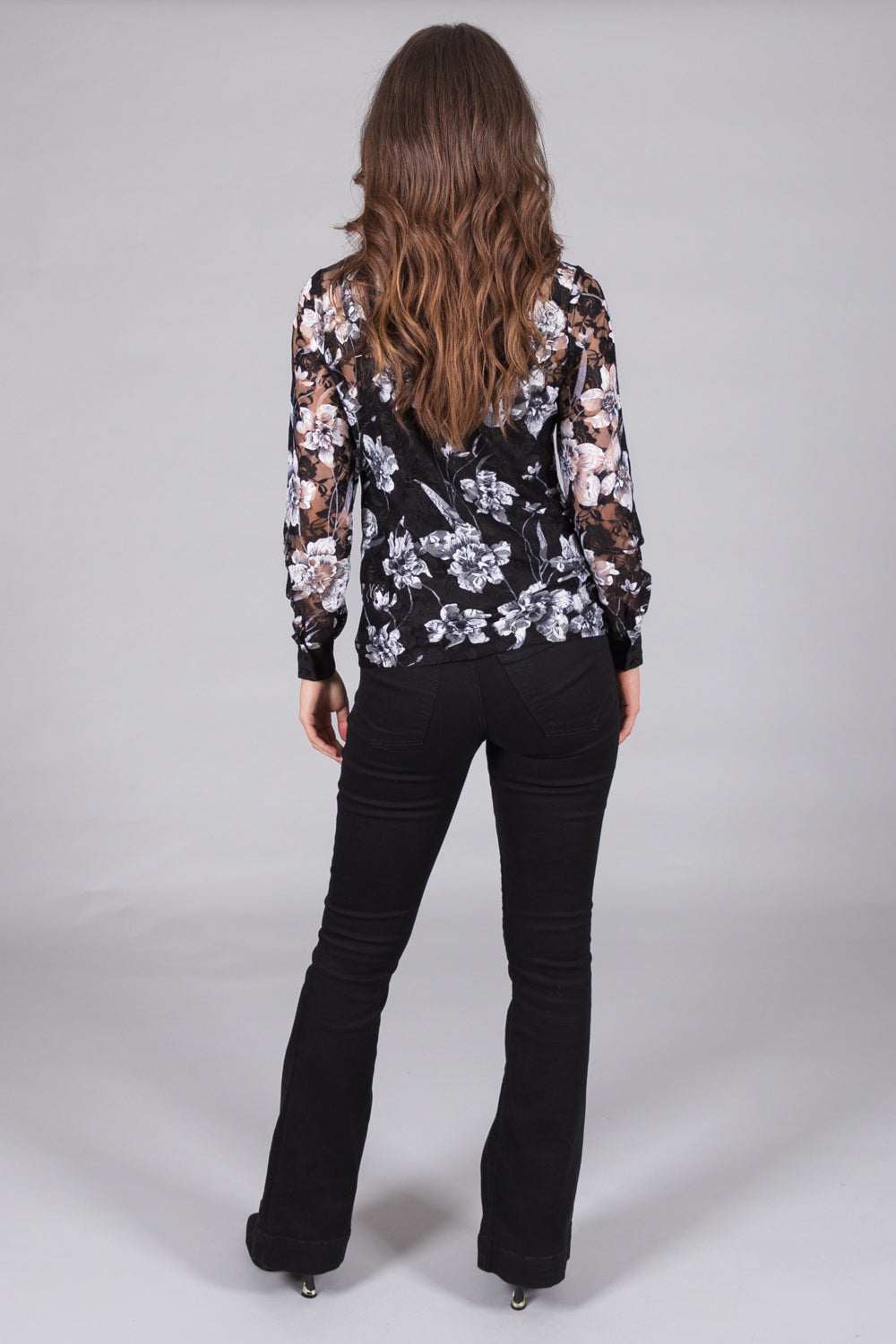 Floral Lace Blouse with Contrast Trim