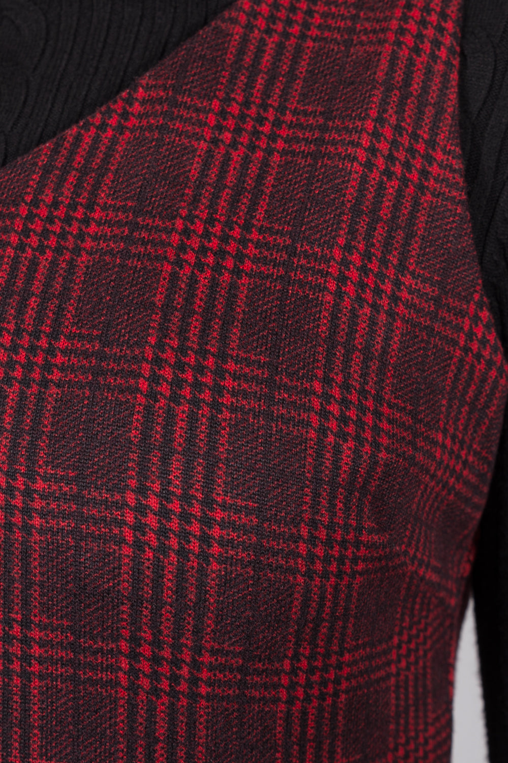 Checked Sleeveless Pinafore Dress - Red