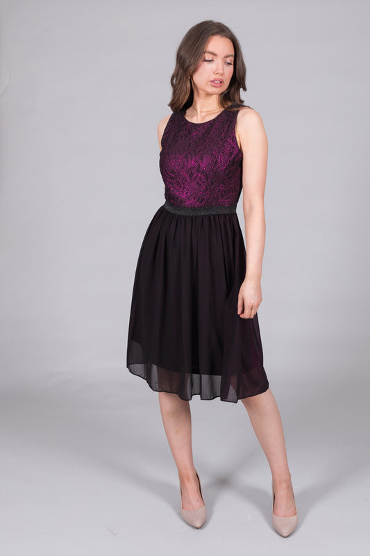 Sleeveless Lace Bodice Occasion Dress