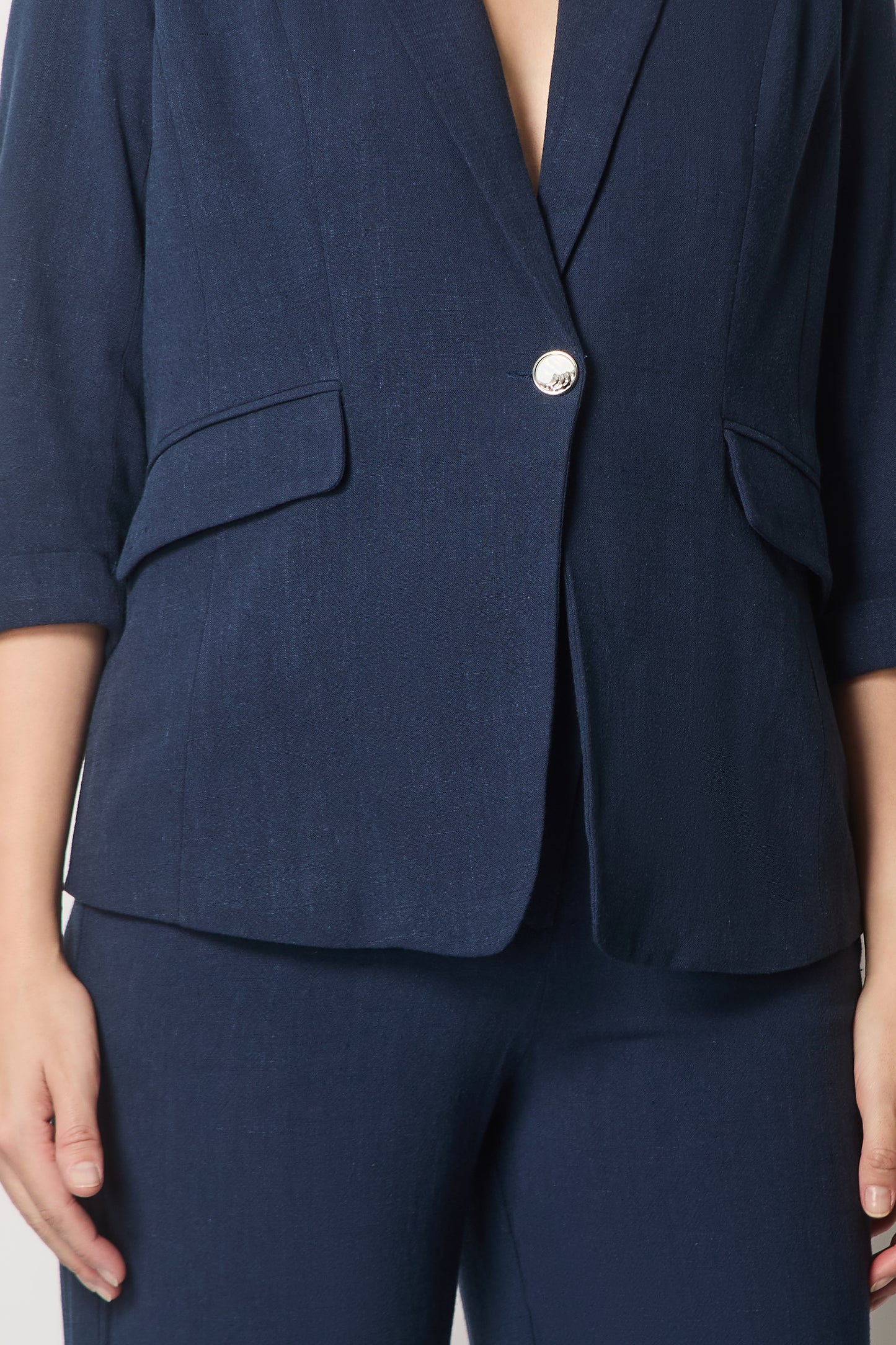 Tailored Linen Jacket - Navy