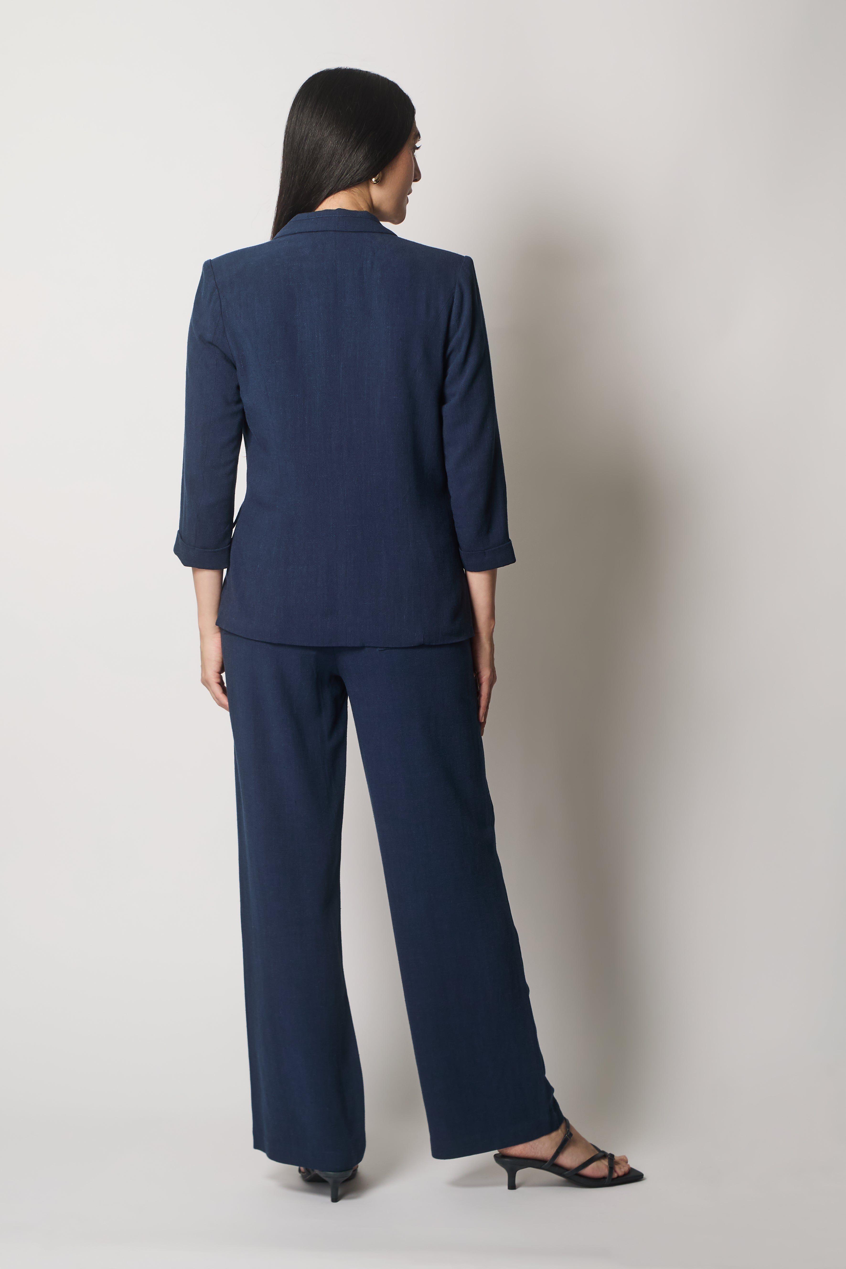 Tailored Linen Jacket - Navy