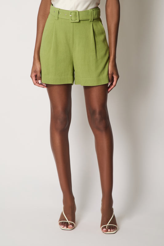 Tailored Linen Shorts - Green