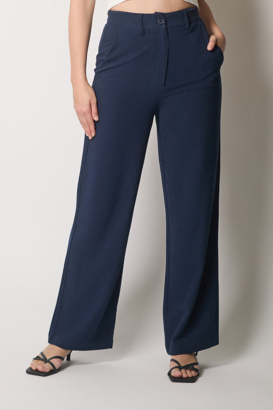 Linen Trousers - Navy
