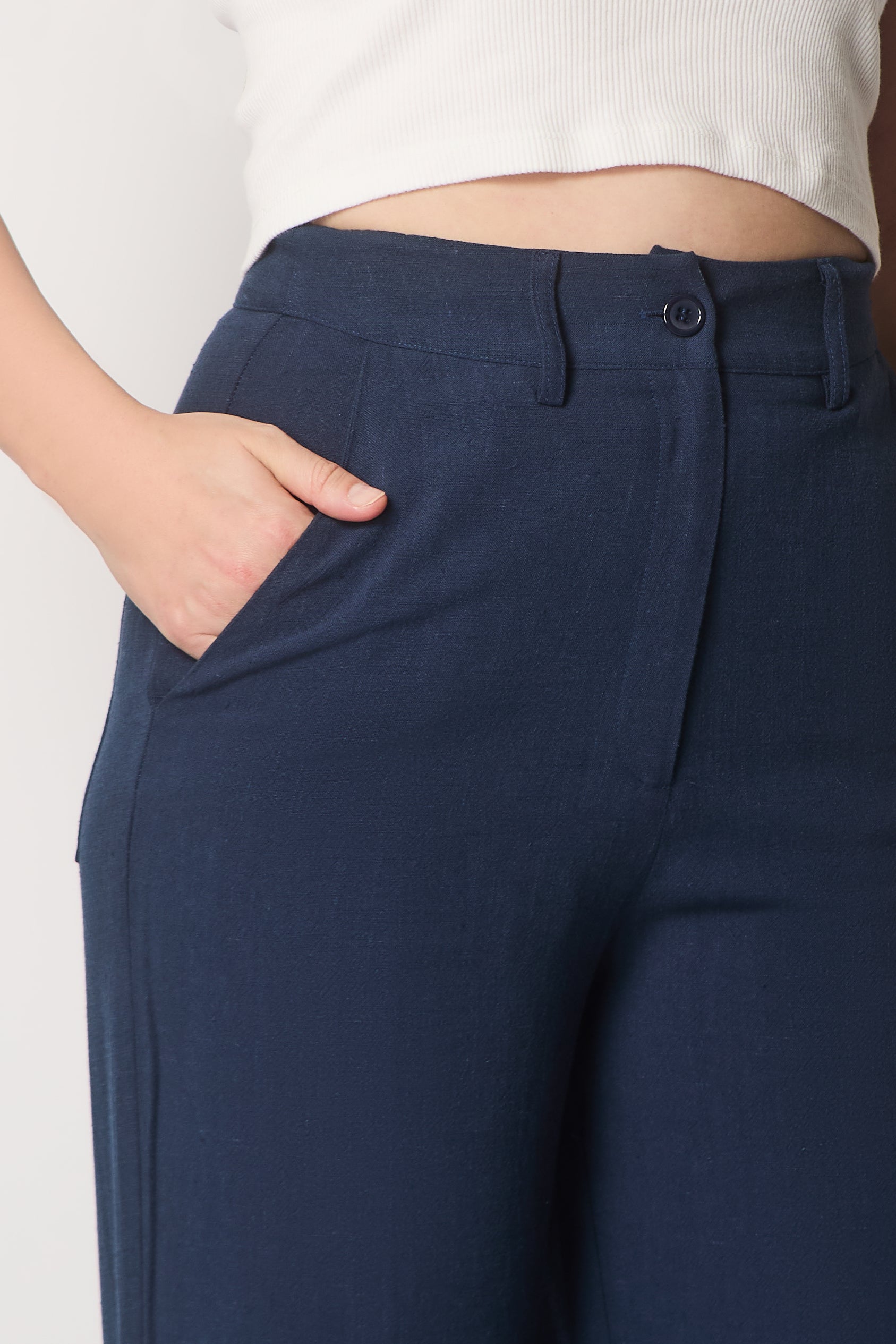 Linen Trousers - Navy