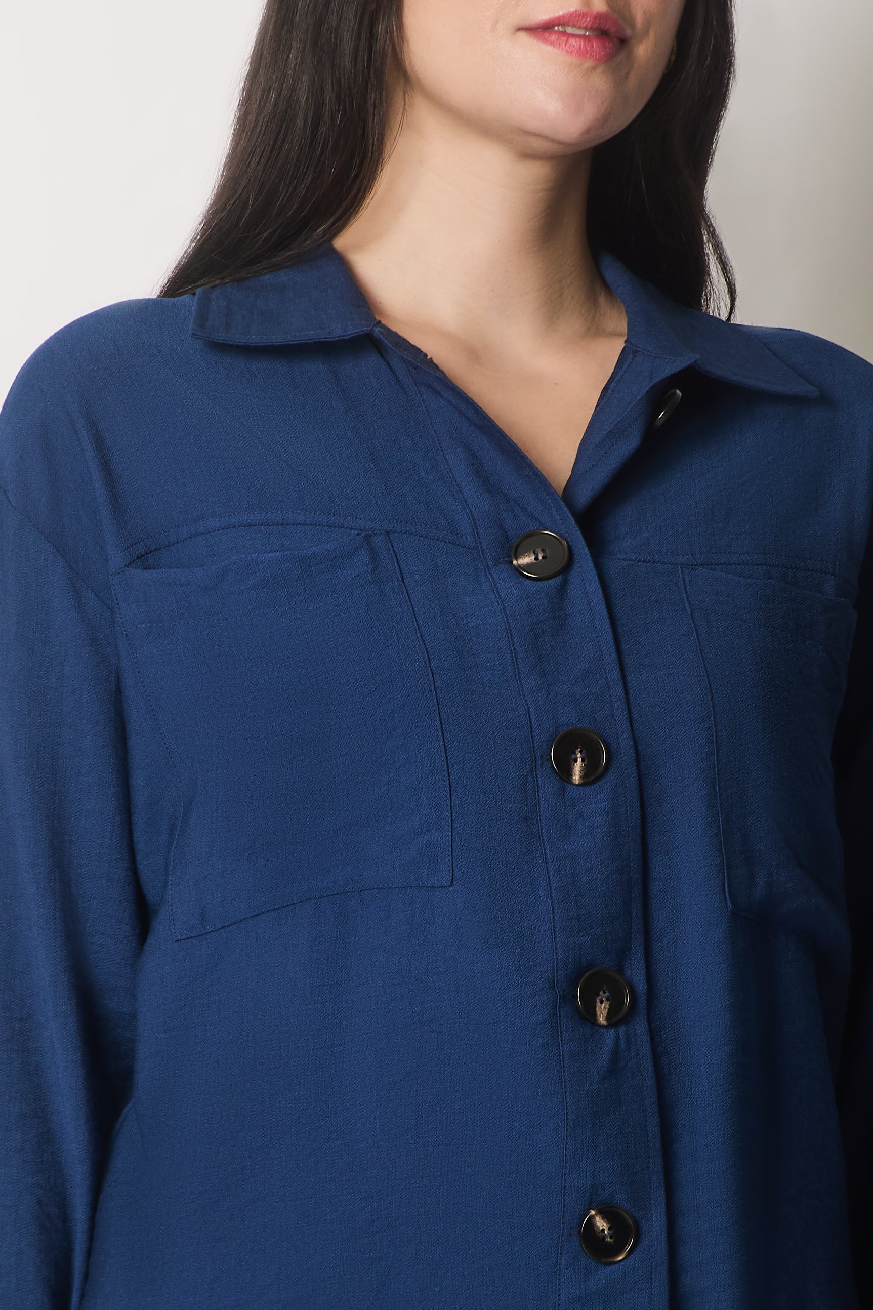 Shirt Jacket with Pockets - Navy