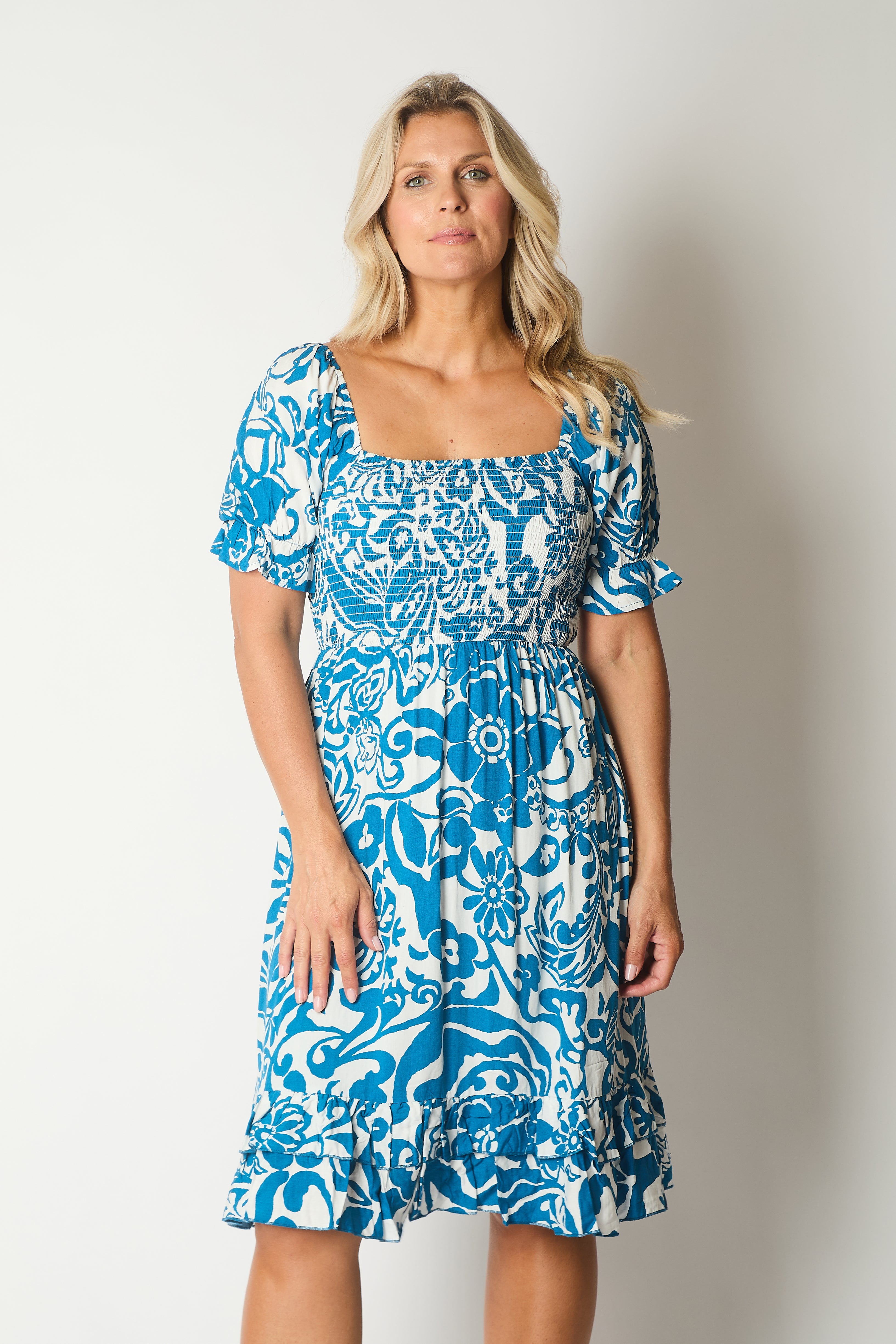 Floral Print Smock Midi Dress