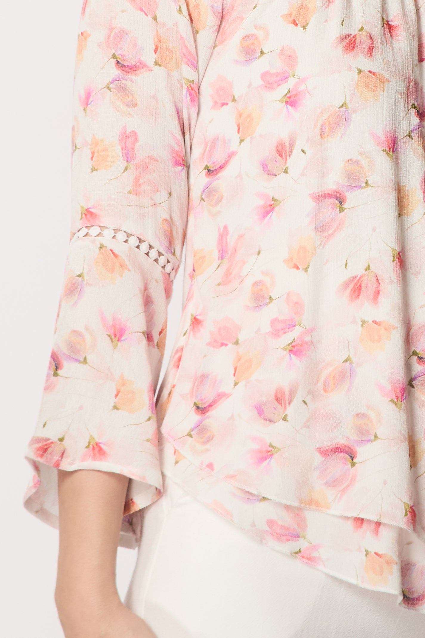 Floral Print Layered Top - Pink