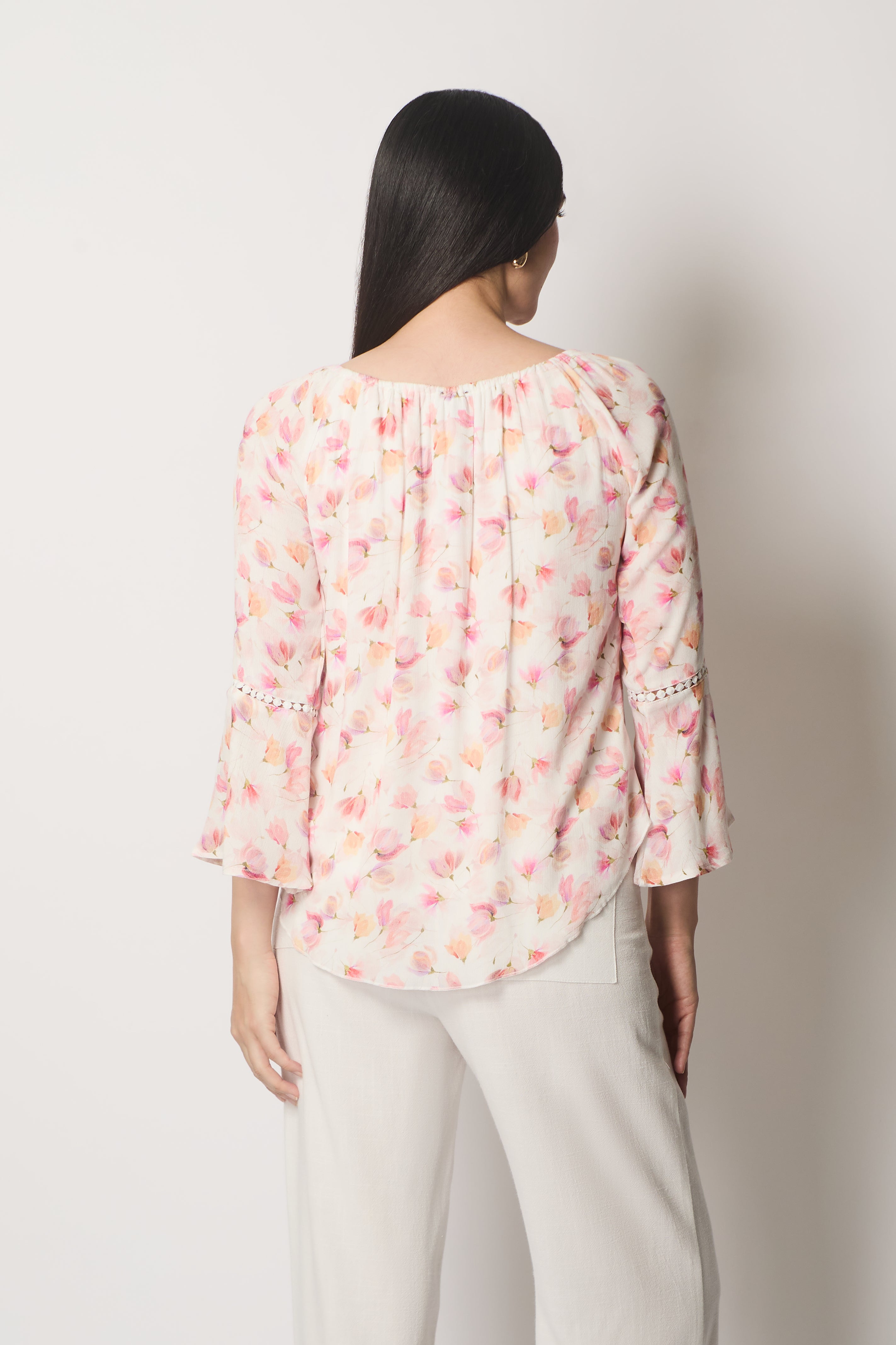 Floral Print Layered Top - Pink
