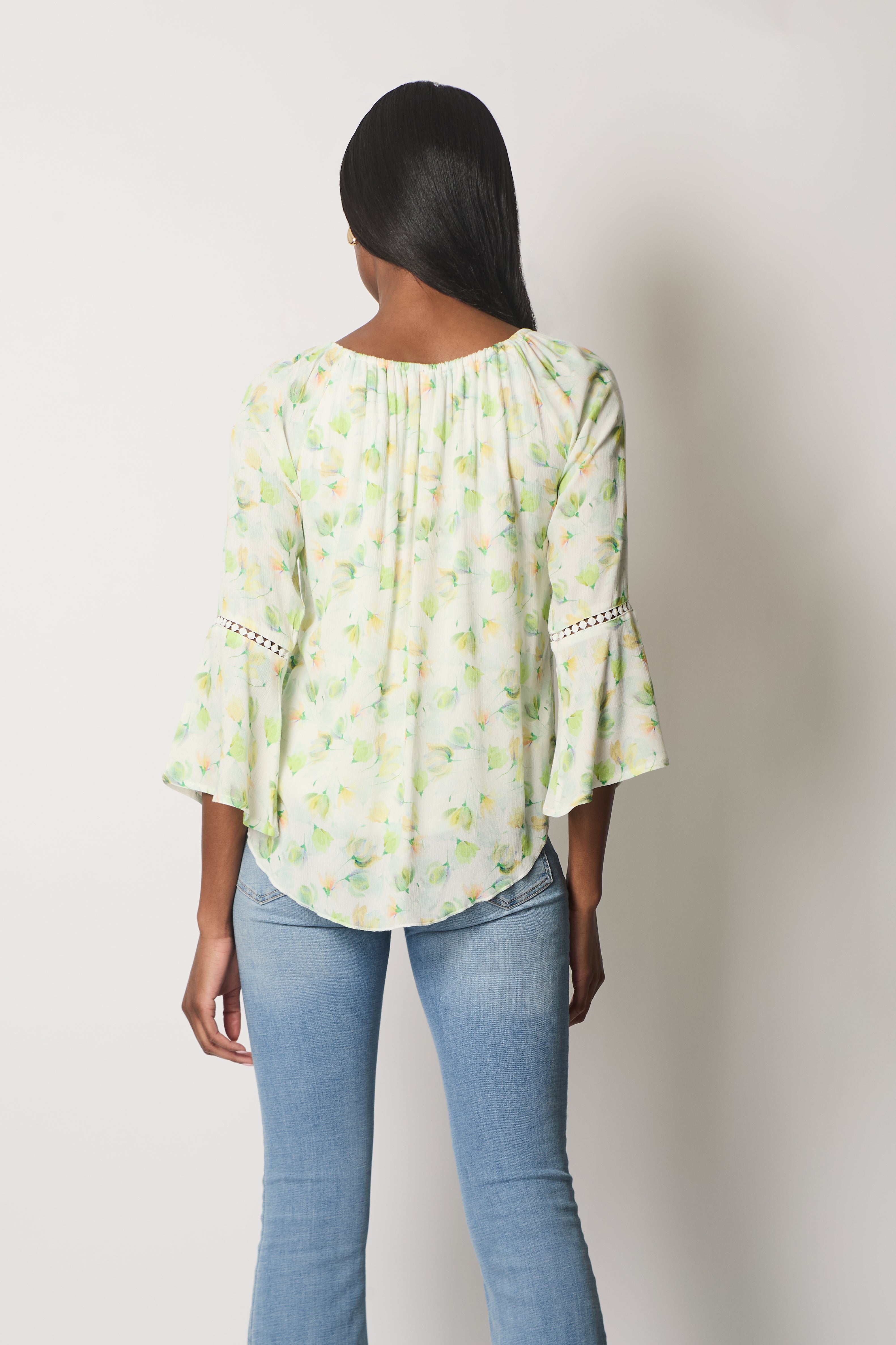 Floral Print Layered Top - Green