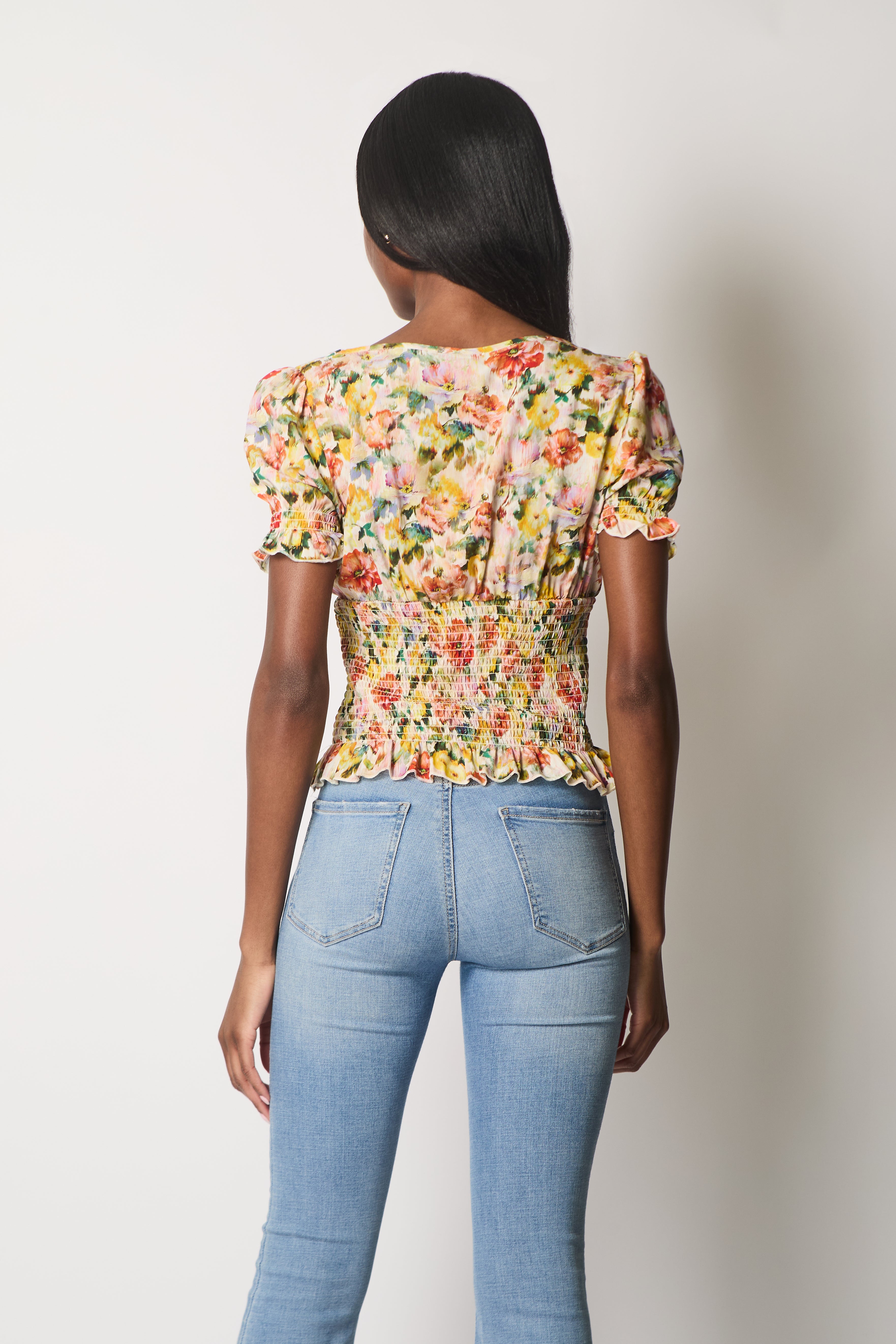 Floral Smock Waist Top - Multi