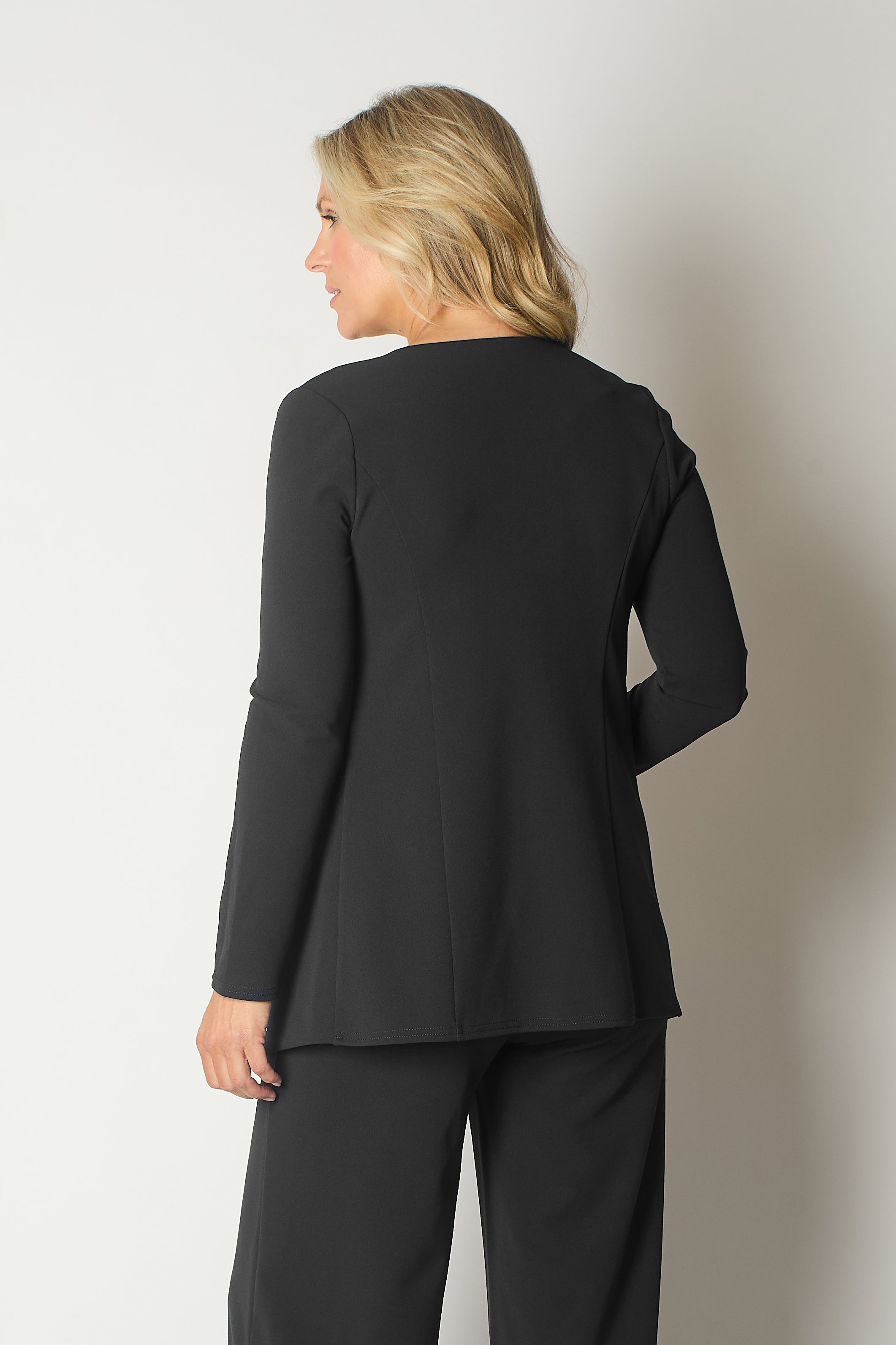 Blazer with Decorative Zip Pockets - Black