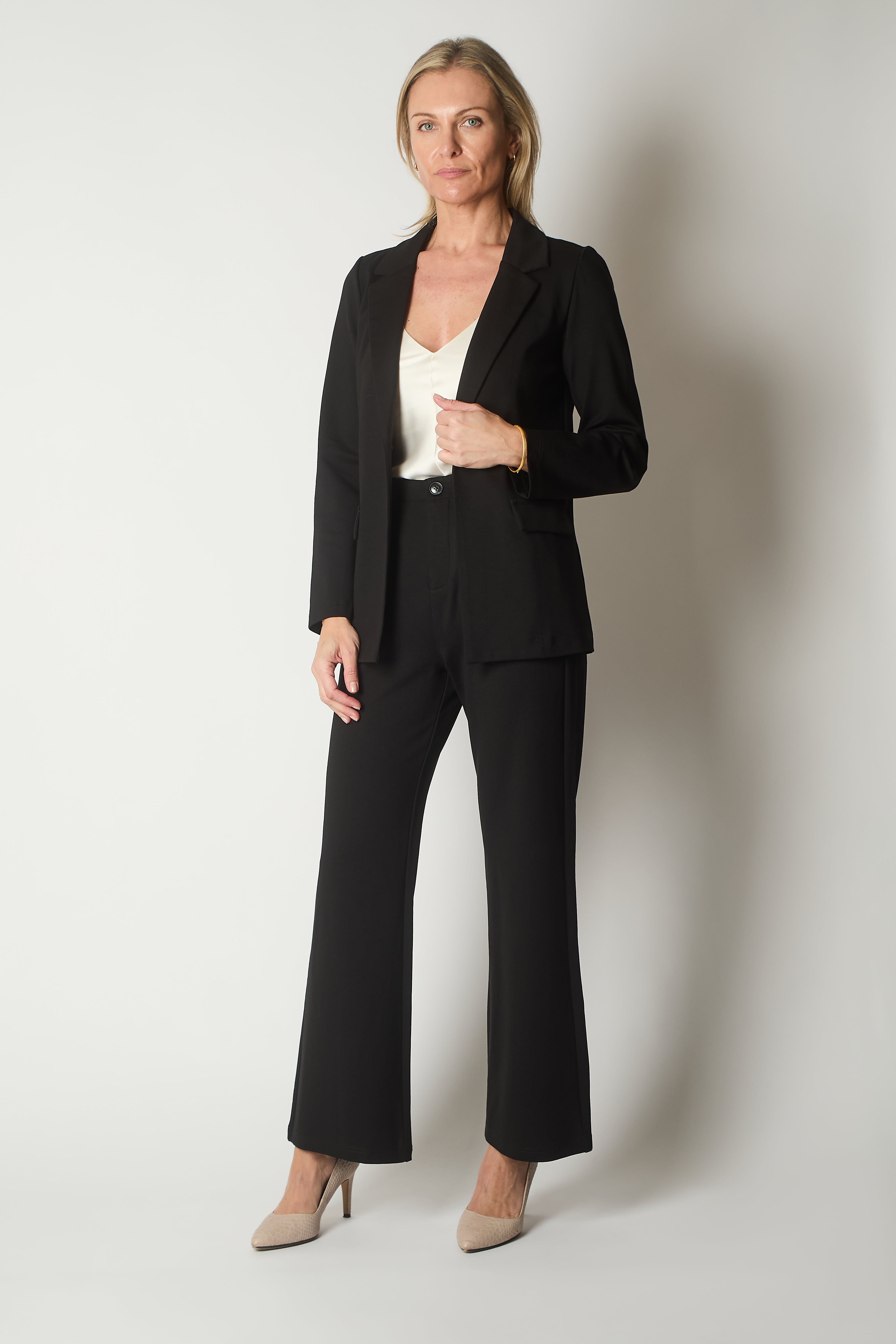Black Tailored Straight-Leg Trousers