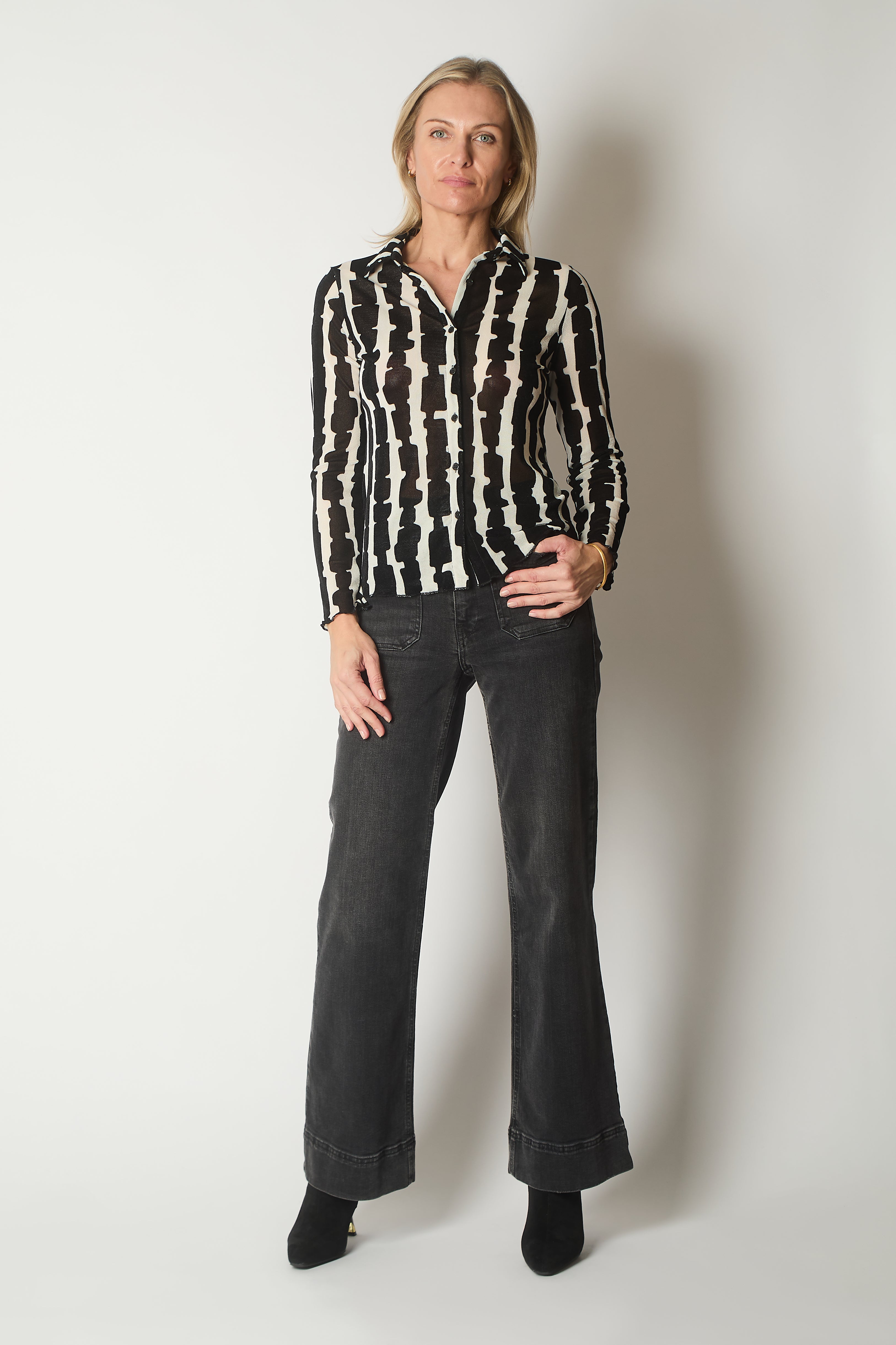 Abstract Print Button-Up Shirt