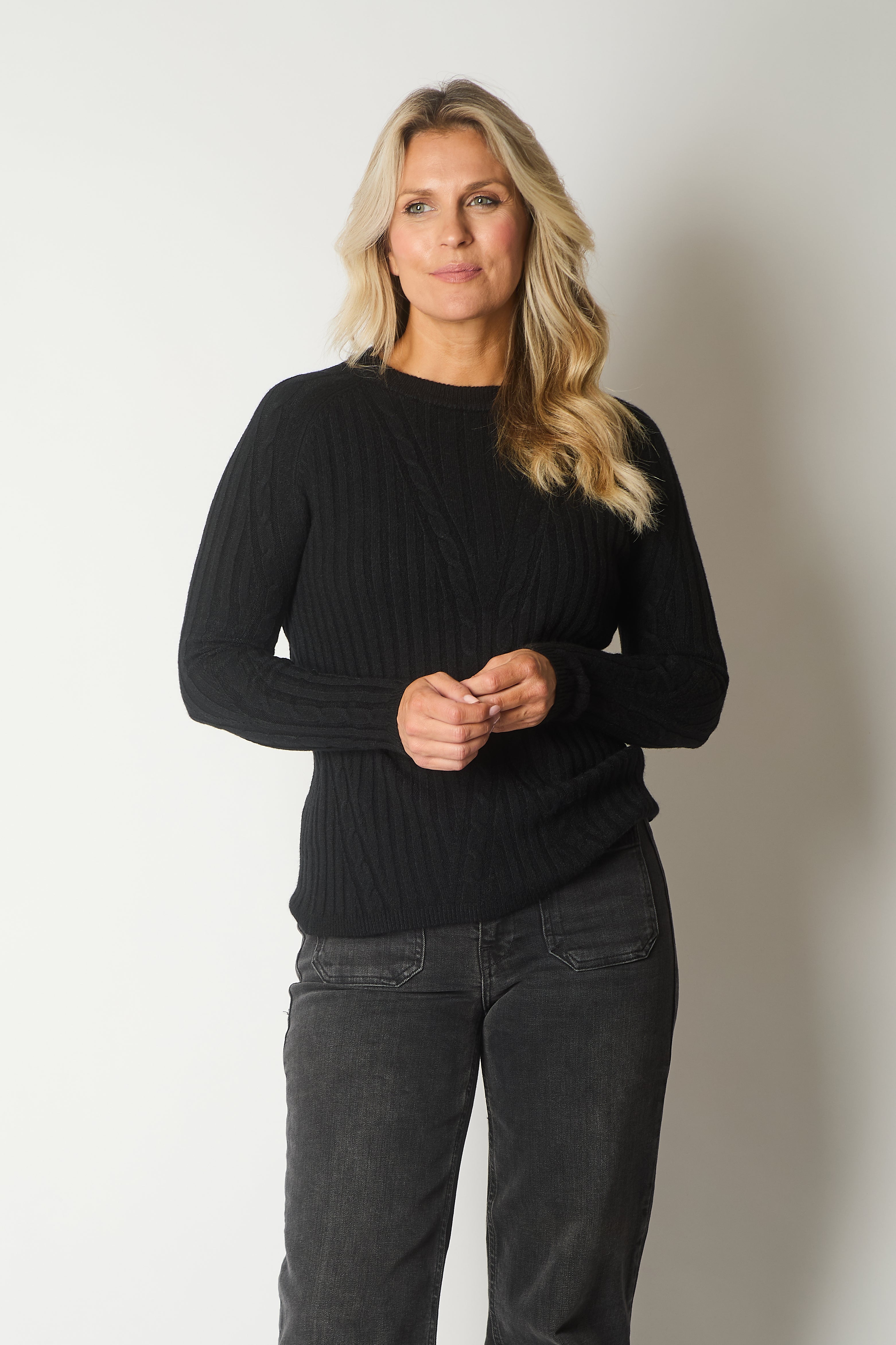 Cable Knit Jumper - Black
