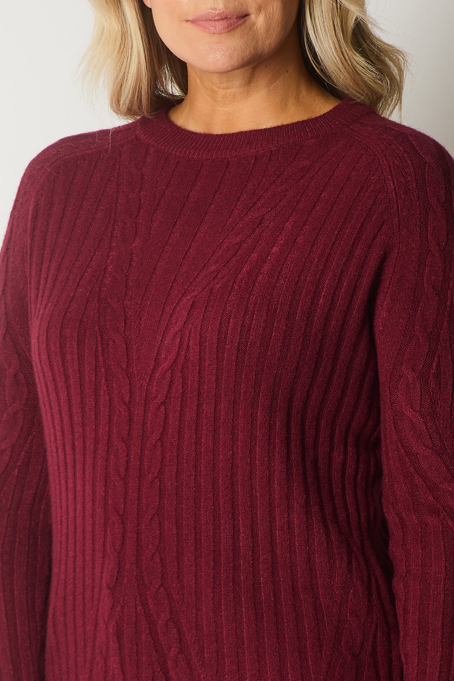 Cable Knit Jumper - Wine