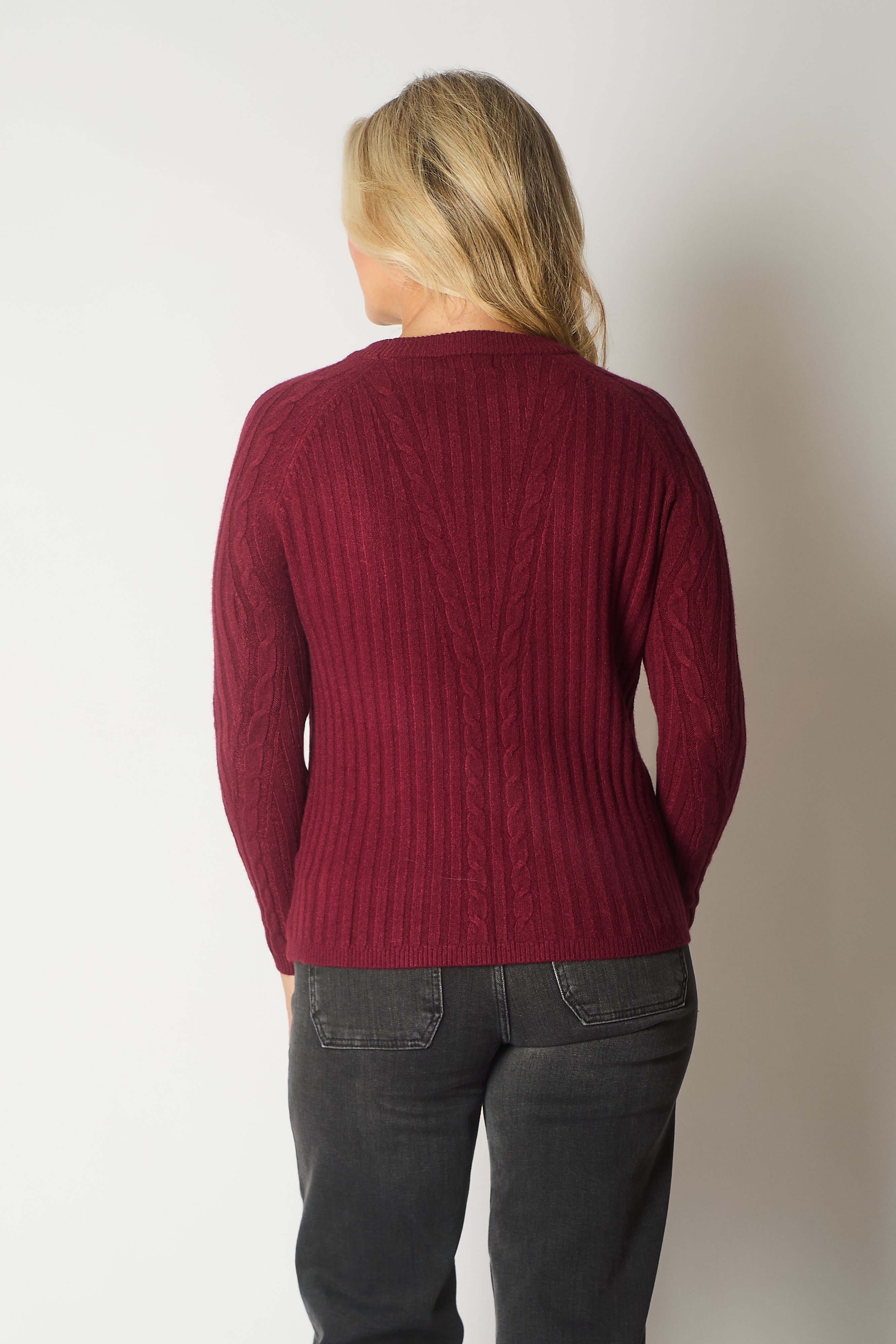 Cable Knit Jumper - Wine