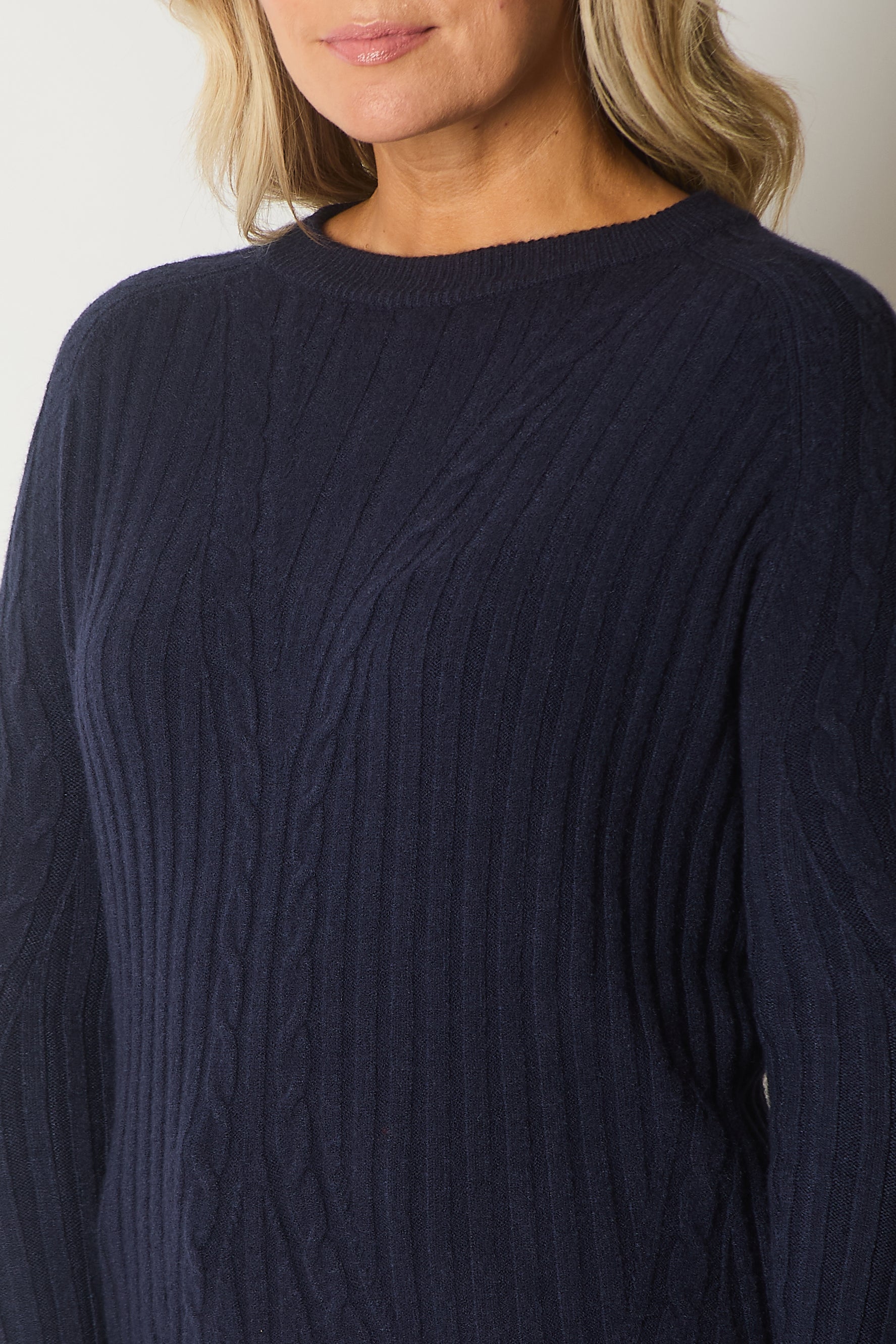 Cable Knit Jumper - Navy