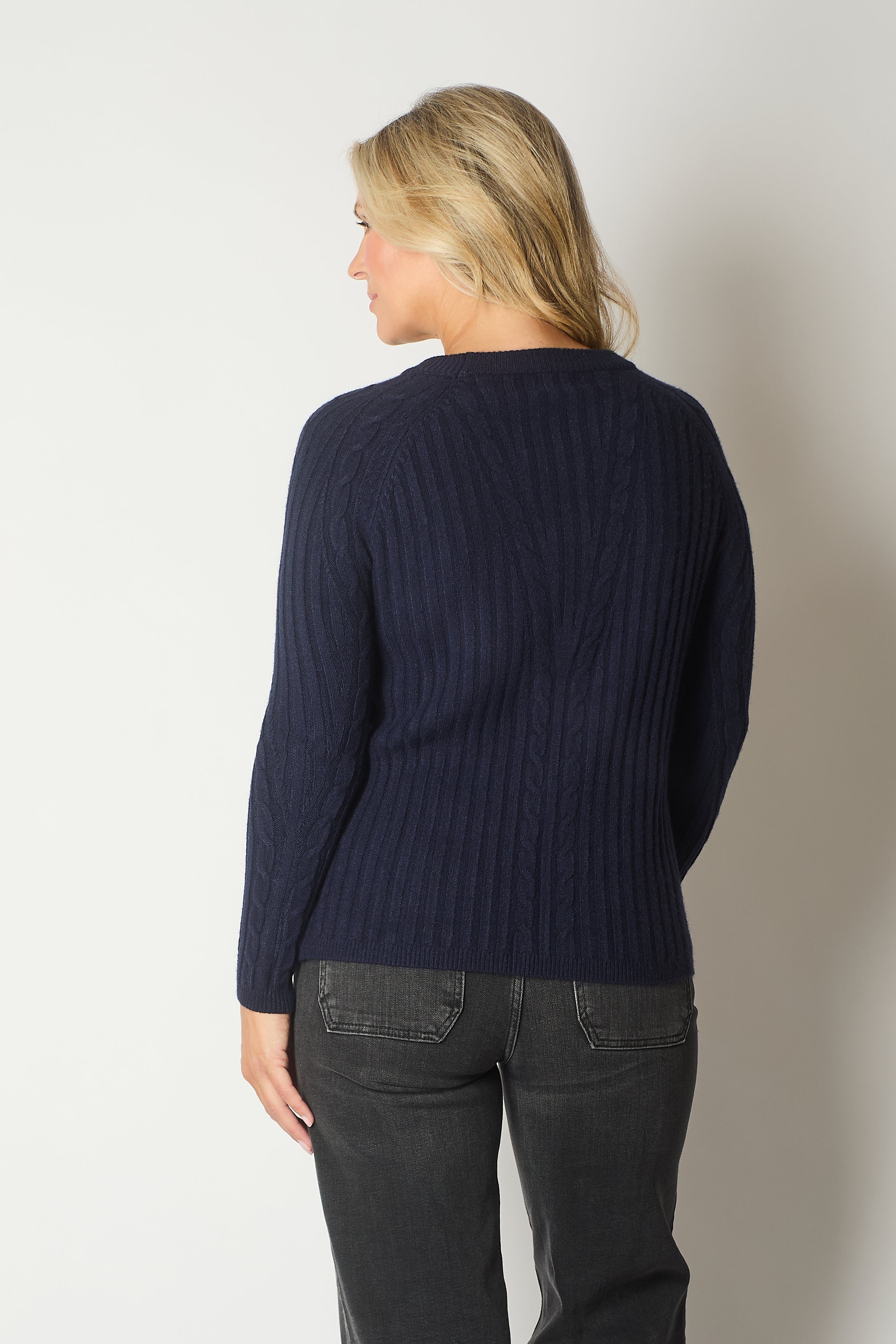 Cable Knit Jumper - Navy