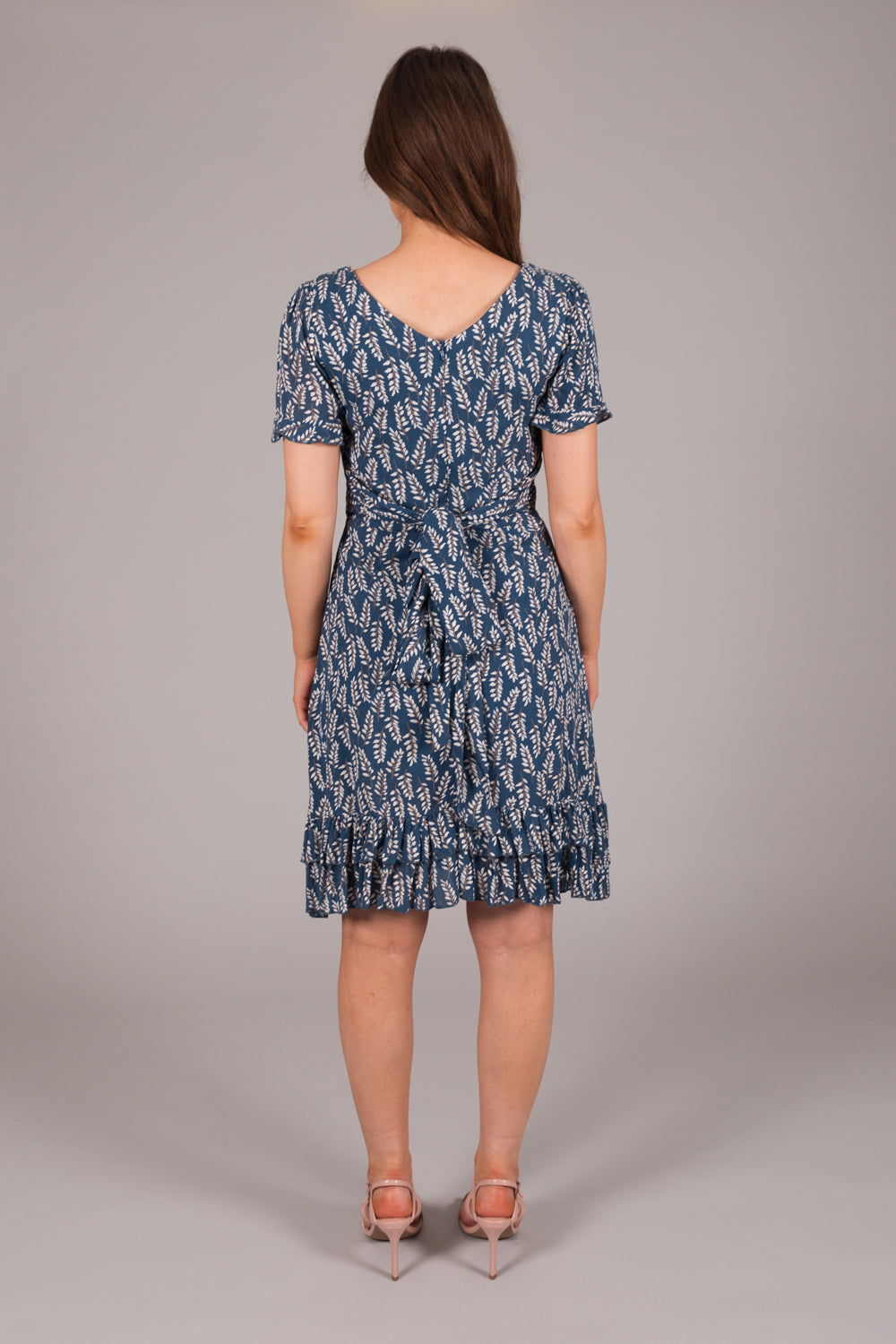 Fit & Flare Print Dress - Blue