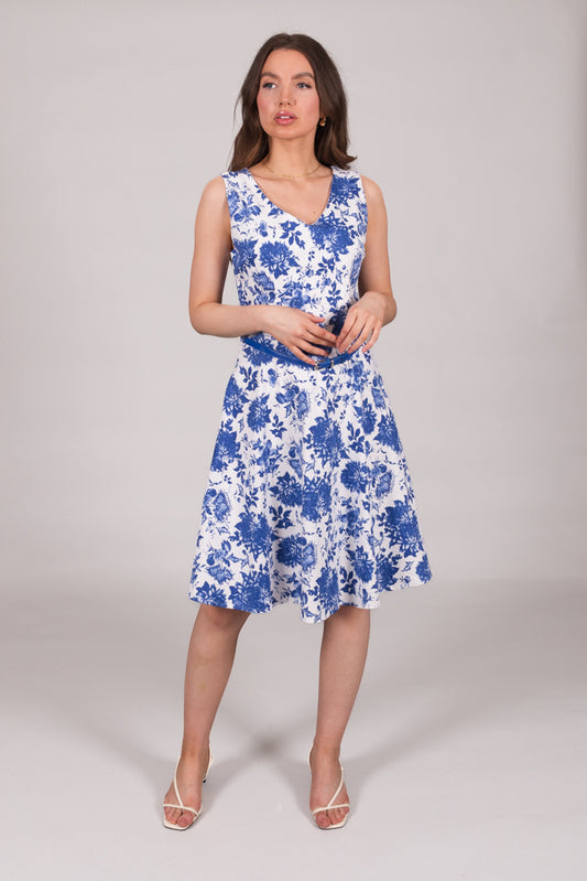 Blue Floral Fit & Flare Dress