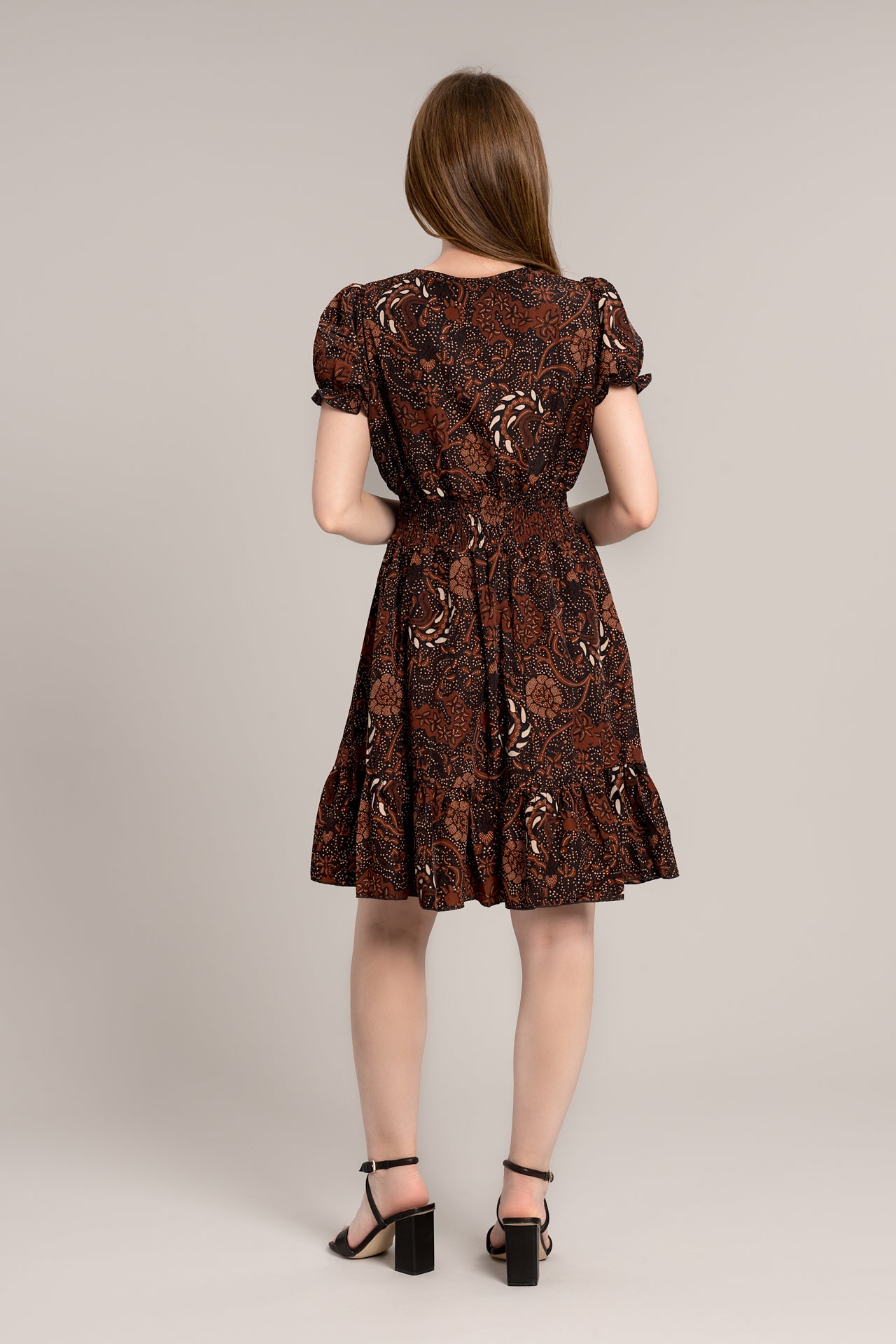 Abstract Wrap Dress - Rust