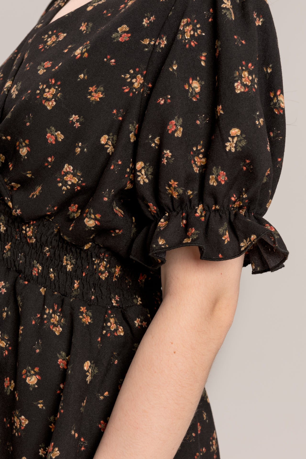 Smock Floral Top - Black