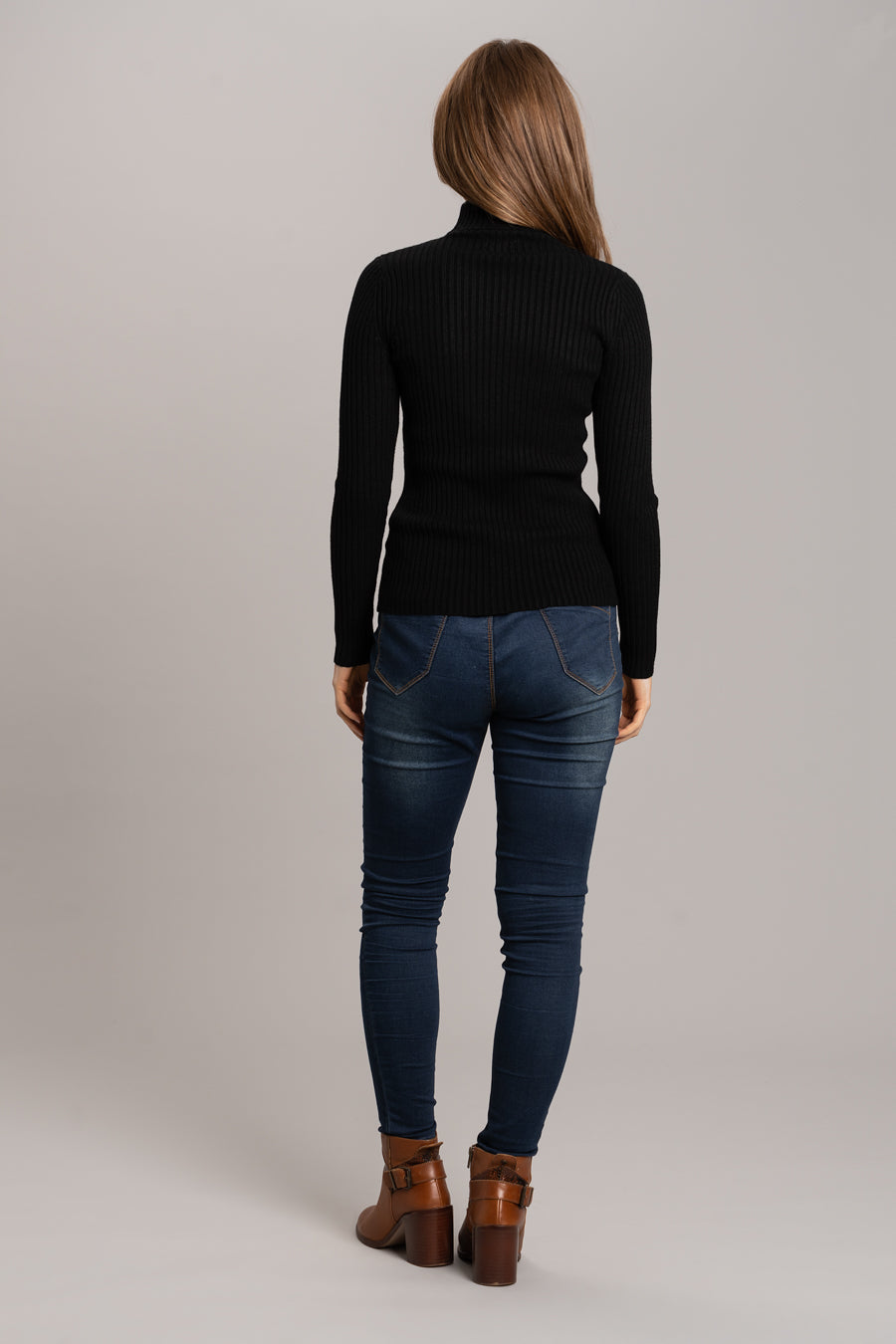 Polo Neck Soft Knit Jumper - Black