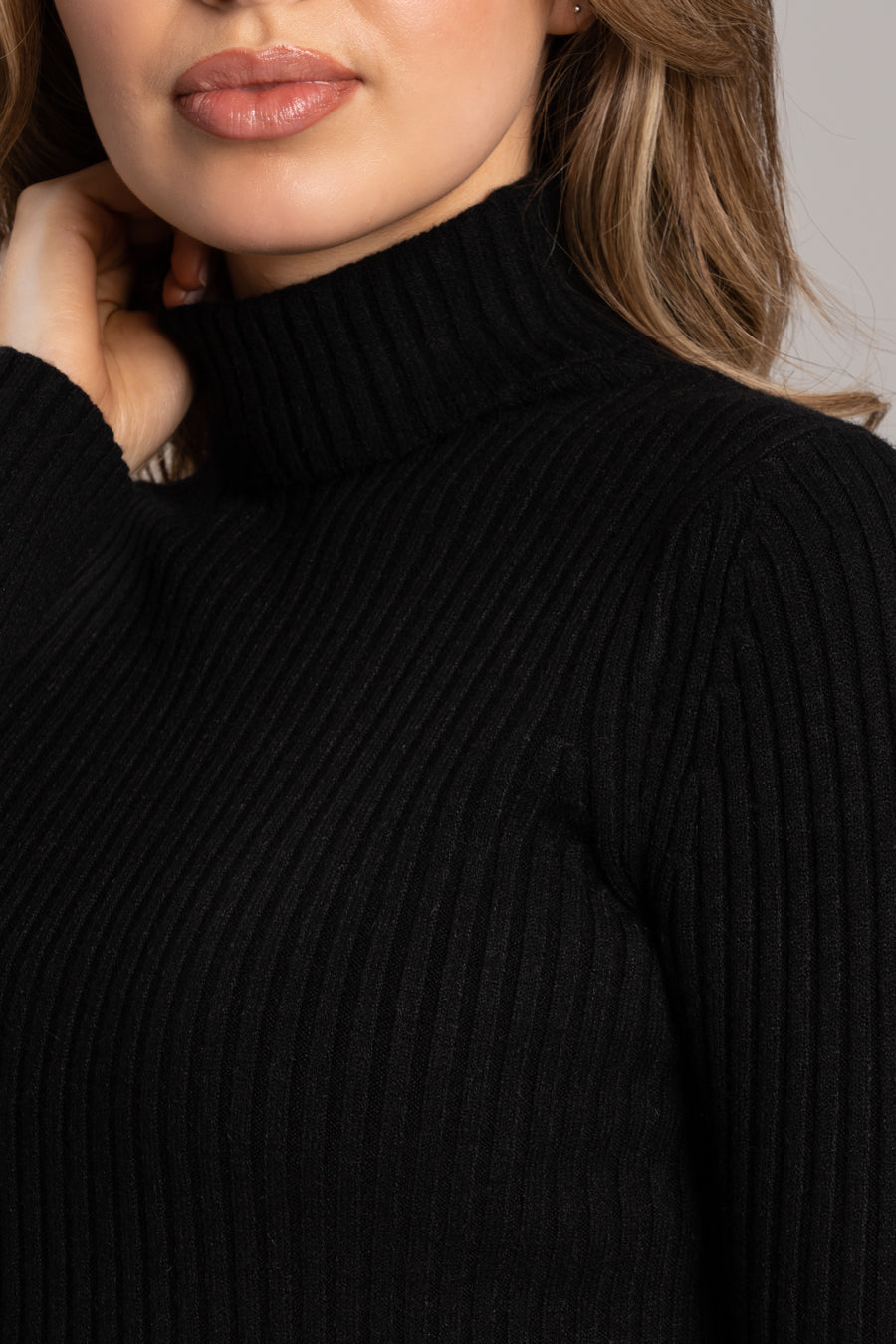 Polo Neck Soft Knit Jumper - Black