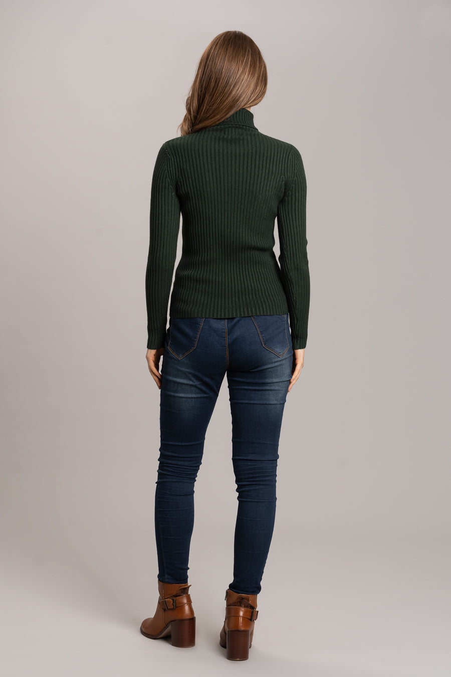 Polo Neck Soft Knit Jumper - Green