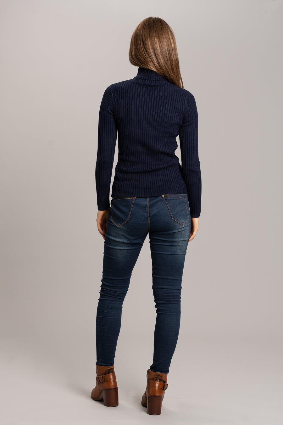 Polo Neck Soft Knit Jumper - Navy