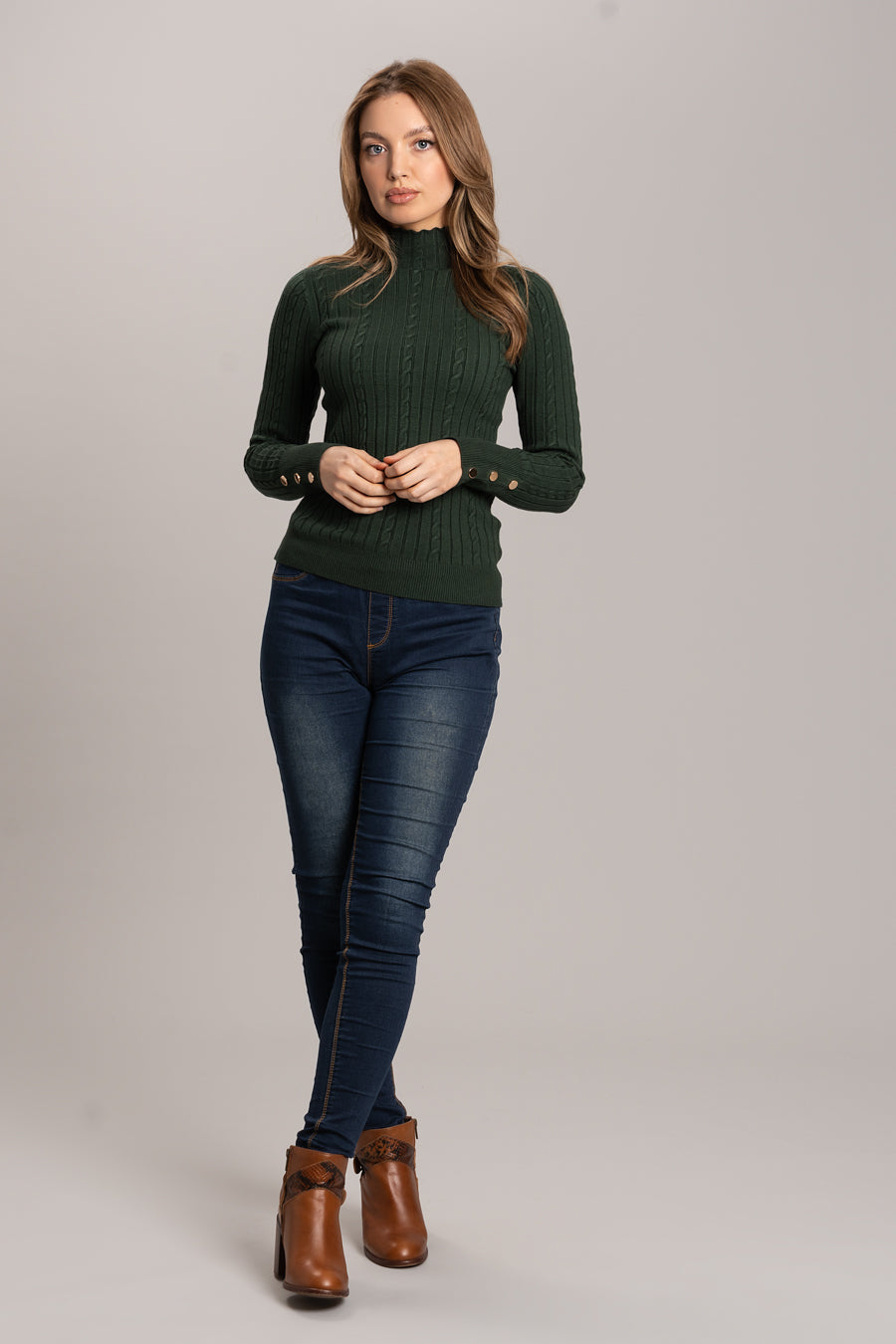 High Neck Jumper - Green