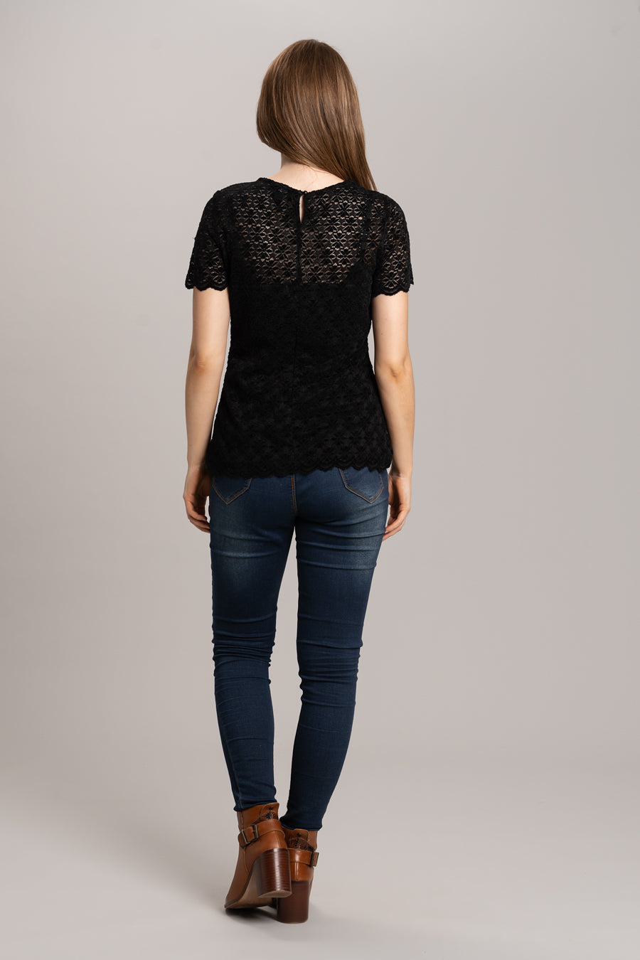 Lace Top with Scalloped Hemline