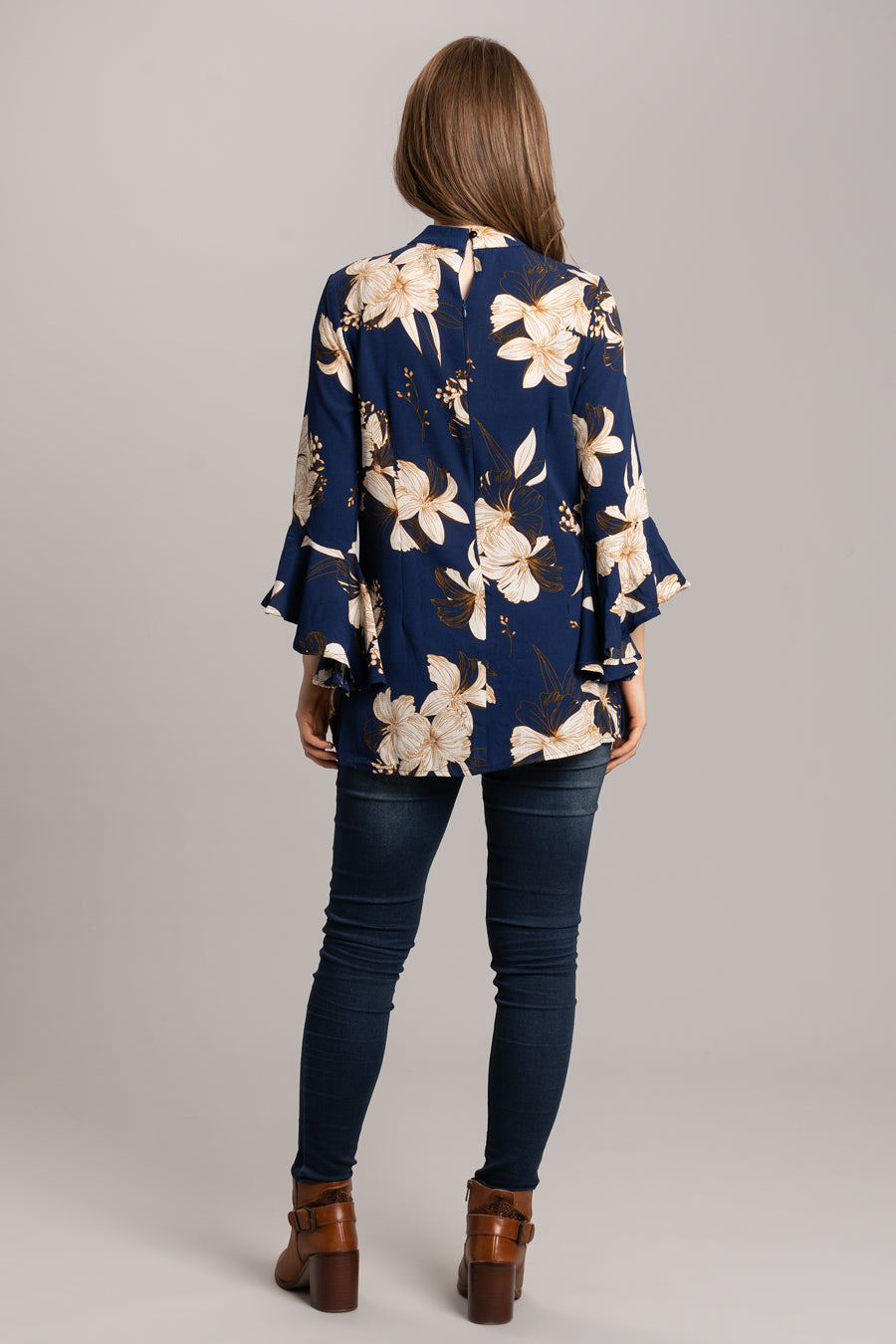 Lily Print Tunic with Bell Sleeves